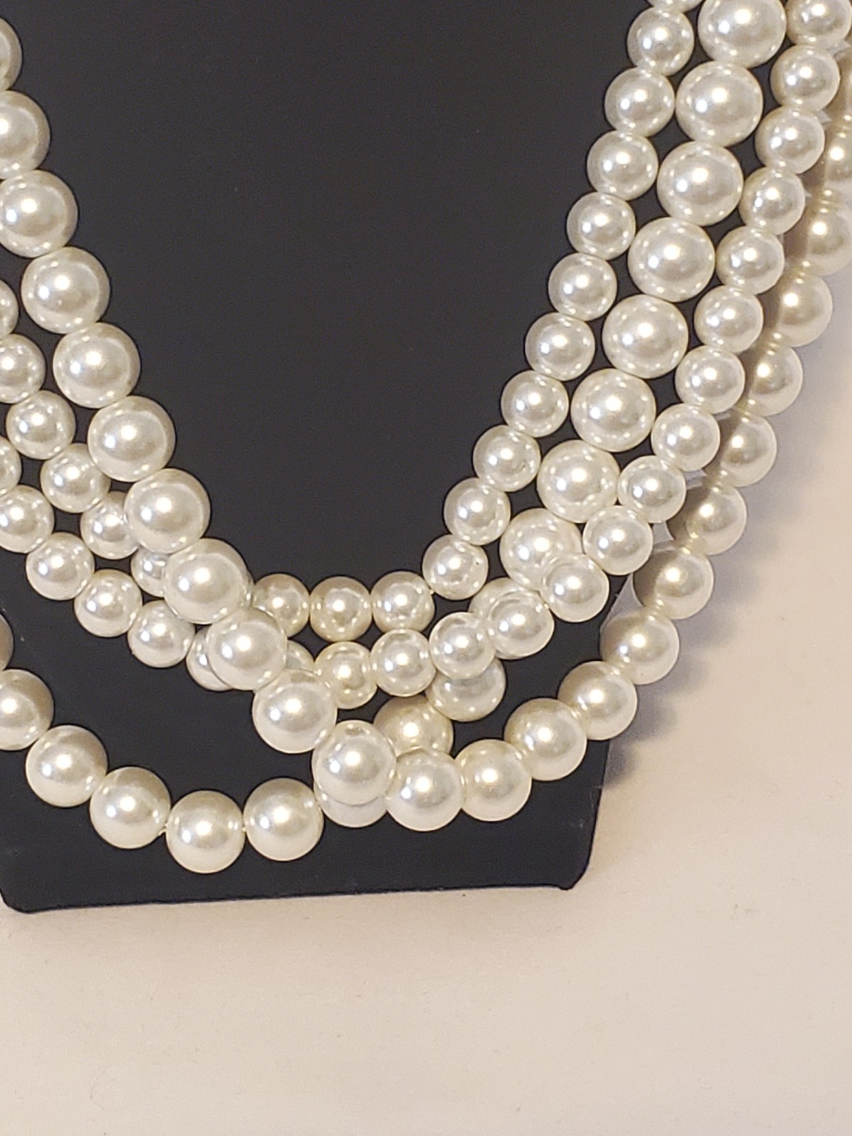 Vtg Multi Strand Faux Pearl Necklace With Silver Tone Lobster Claw Clasps C 1946