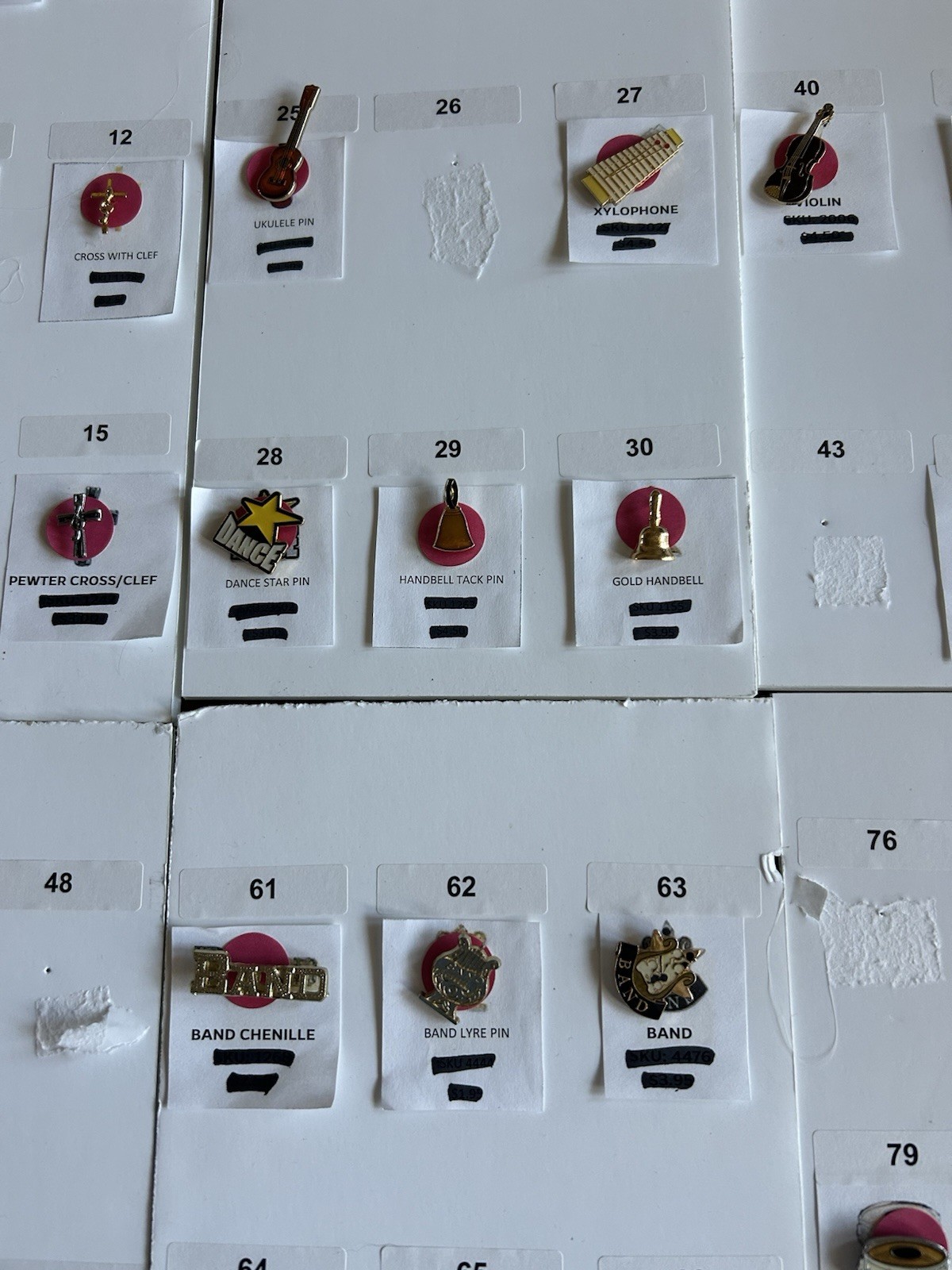Huge Lot Of 82 Music Themed Pins; Guitar, Musical Notes, Etc All NEW