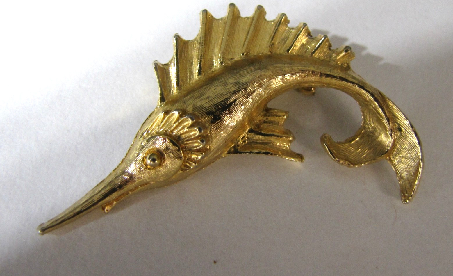 Vintage Crab Swordfish Pin Lot 4 Sea Life Mamselle Rhinestone Gold Silver Tone
