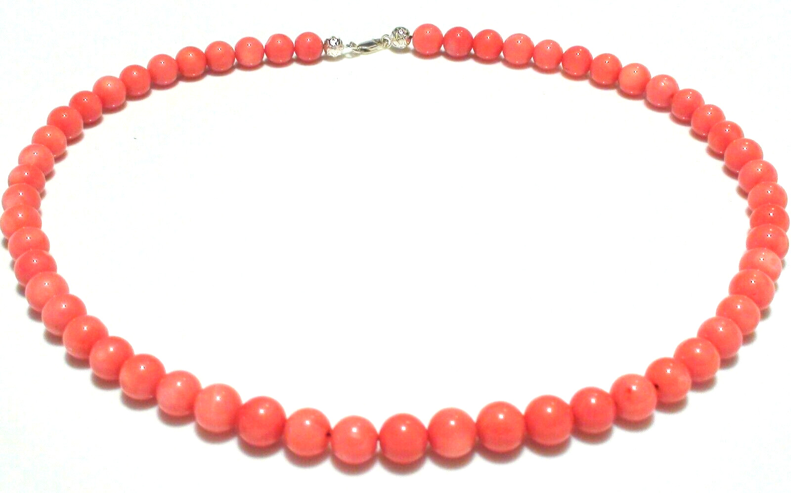 VINTAGE! 213.25ct 100% NATURAL PINK SALMON JAPANESE MOMO CORAL 925 SILVER CLASP