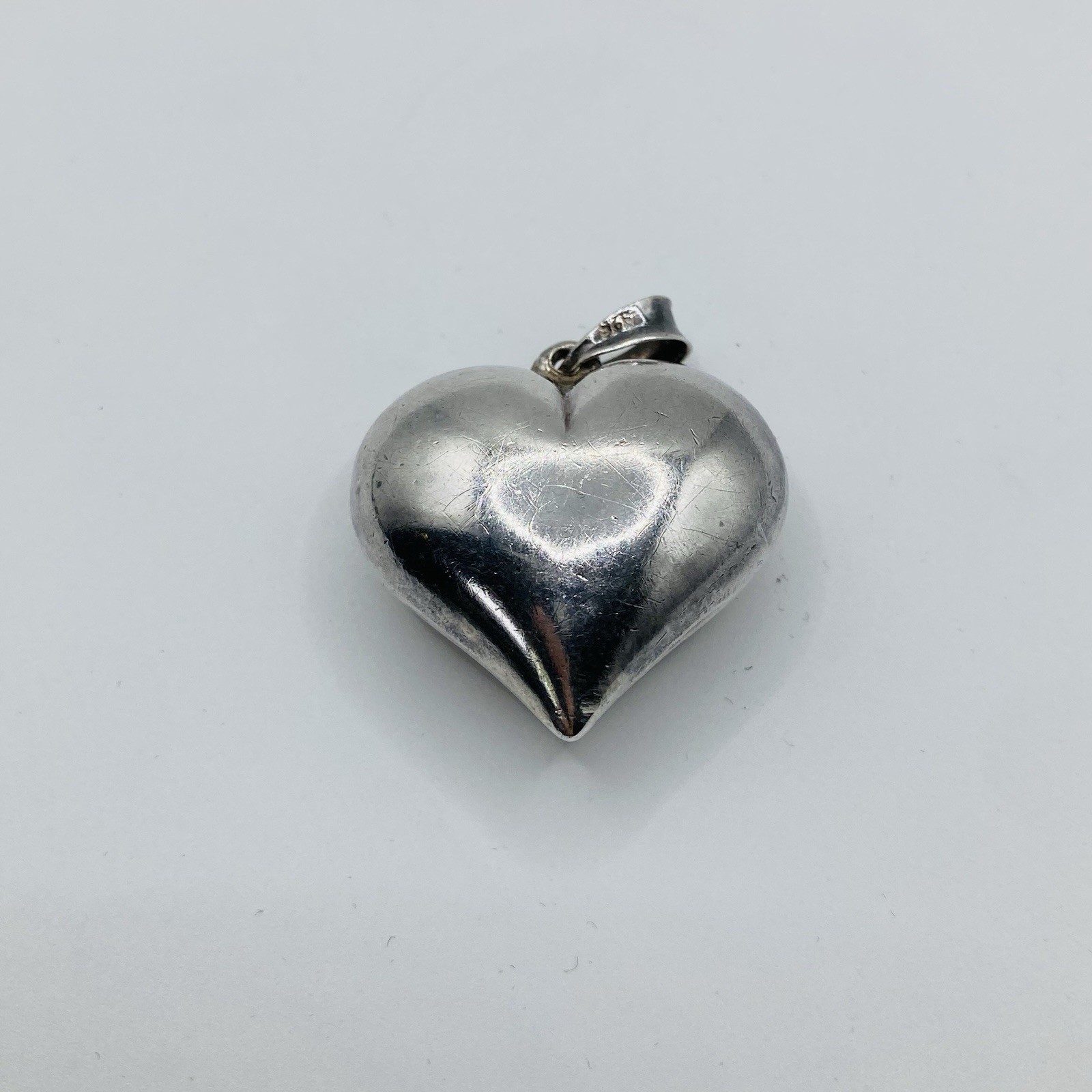 Vintage Large Puff Heart Pendant 925 Sterling Silver 6.6 grams