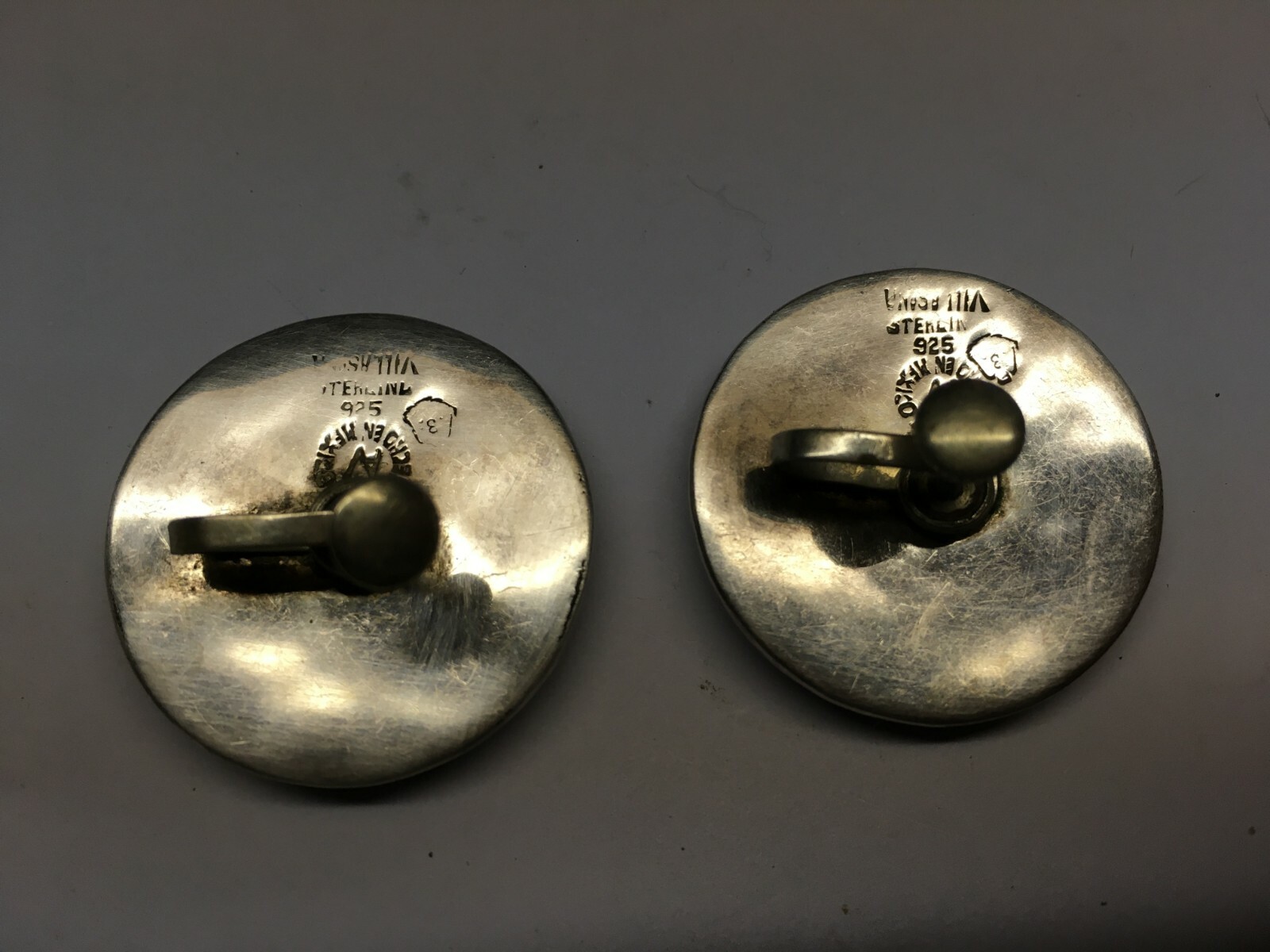 Vtg Mexico Taxco Artemio Navarrete Spratling Sterling Abalone Shell Earrings