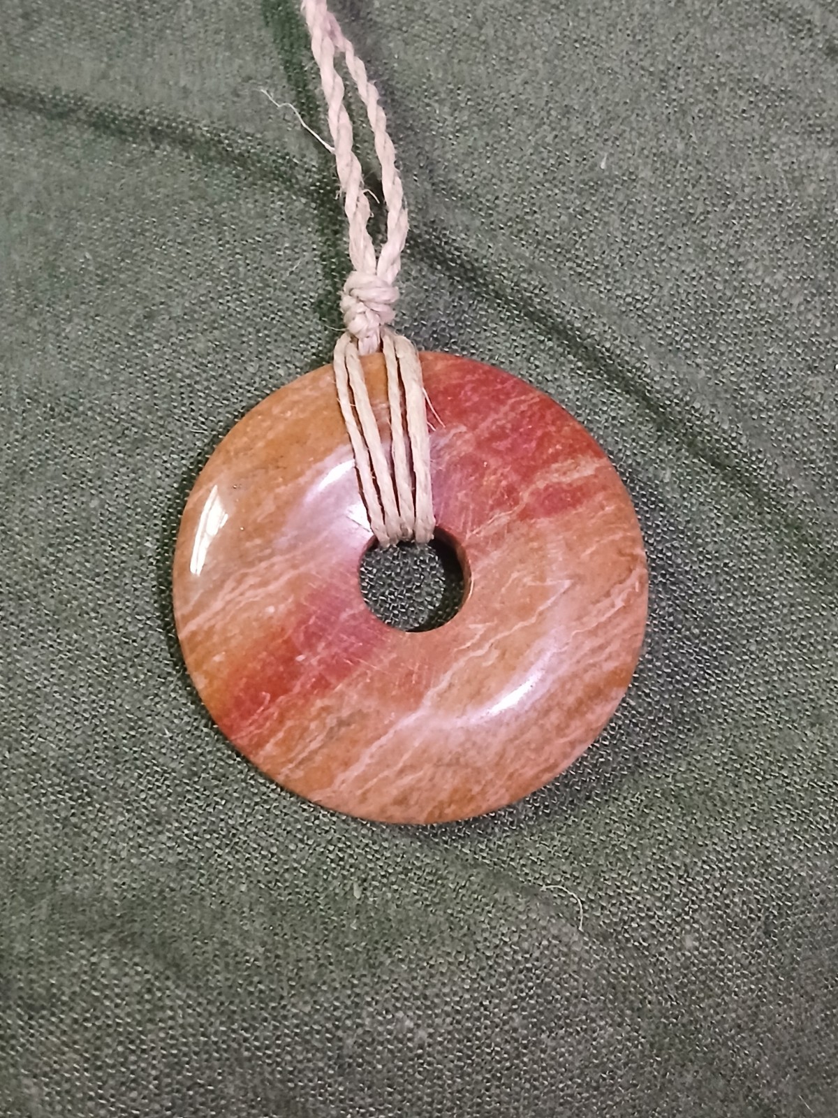 Rainbow Jasper Necklace Hemp Cord Hippie Boho Travel Beach Wear Friend’s Gift