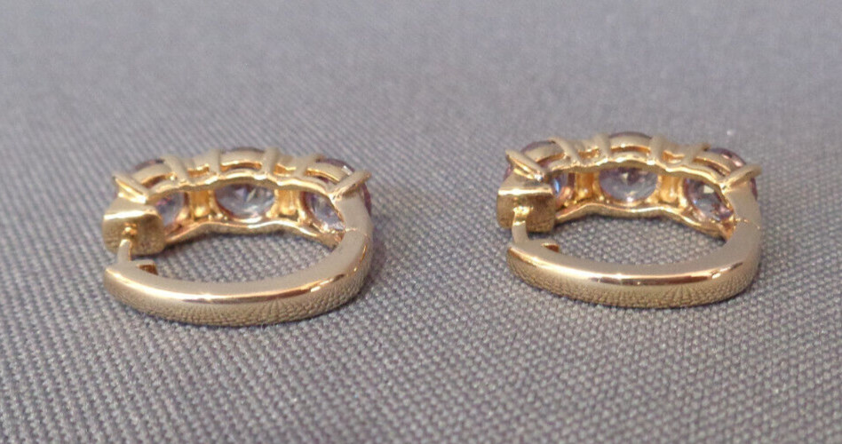 Gemstone Earrings Sterling Silver Gold Wash Hoop Possible Purple Violet Sapphire