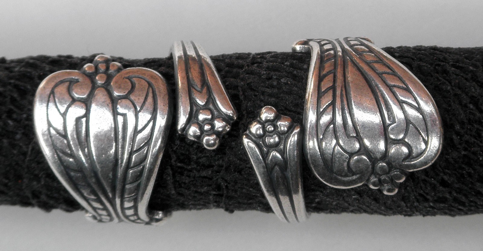 #4223 ANTIQUED STERLING SILVER PLATED ADJUSTABLE SPOON RING