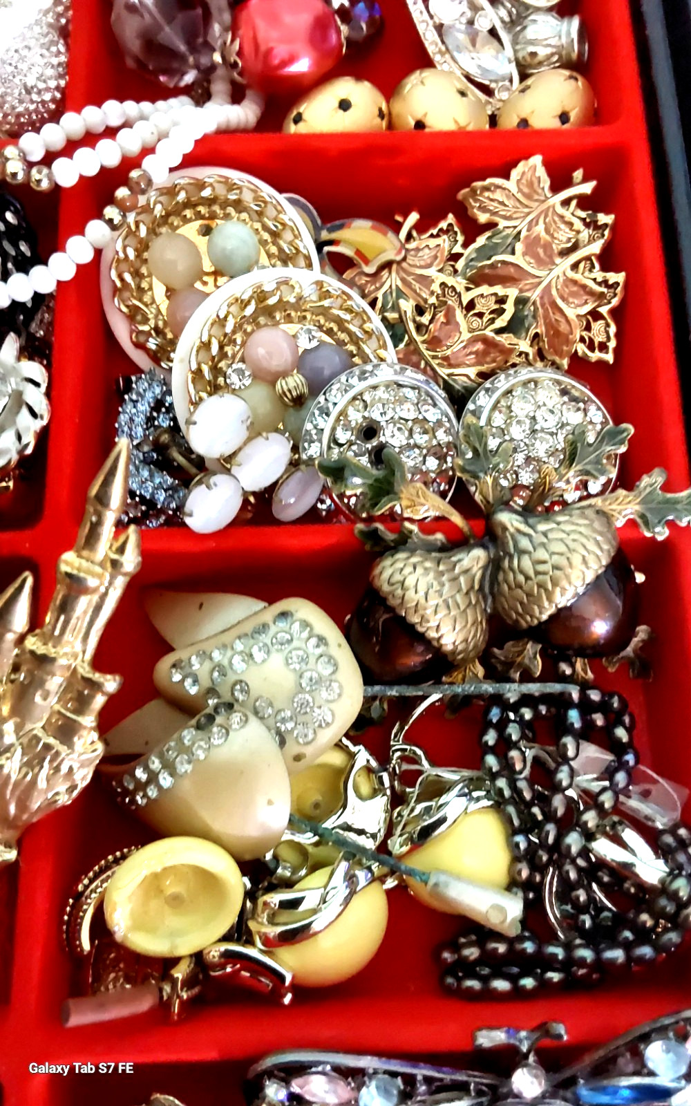 Vintage Rhinestone Necklace Brooch Earring Unique Mix Few Signed Repair Lot