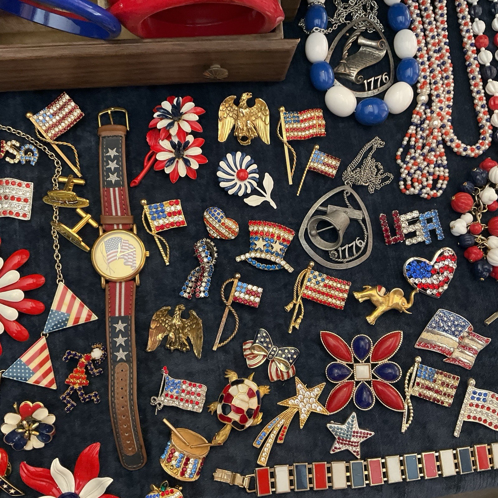 Vintage Lot Patriotic Forth Of July Red White Blue Jewelry Sarah C Monet Emmons