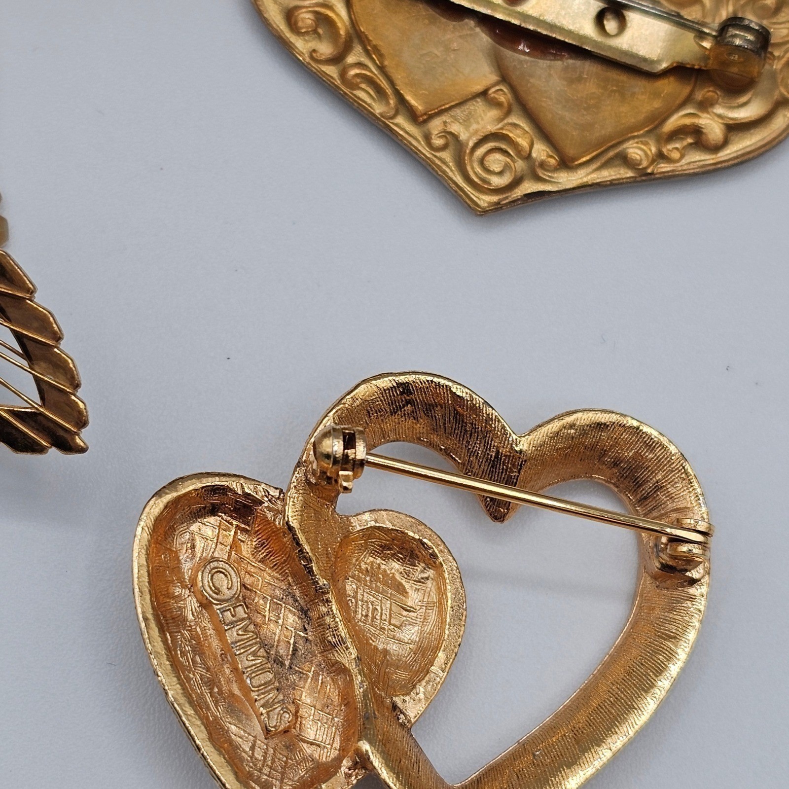 Vtg Gold Tone Brooch Lot Rhinestone Butterfly Floral Some Signed Avon Monet 20pc