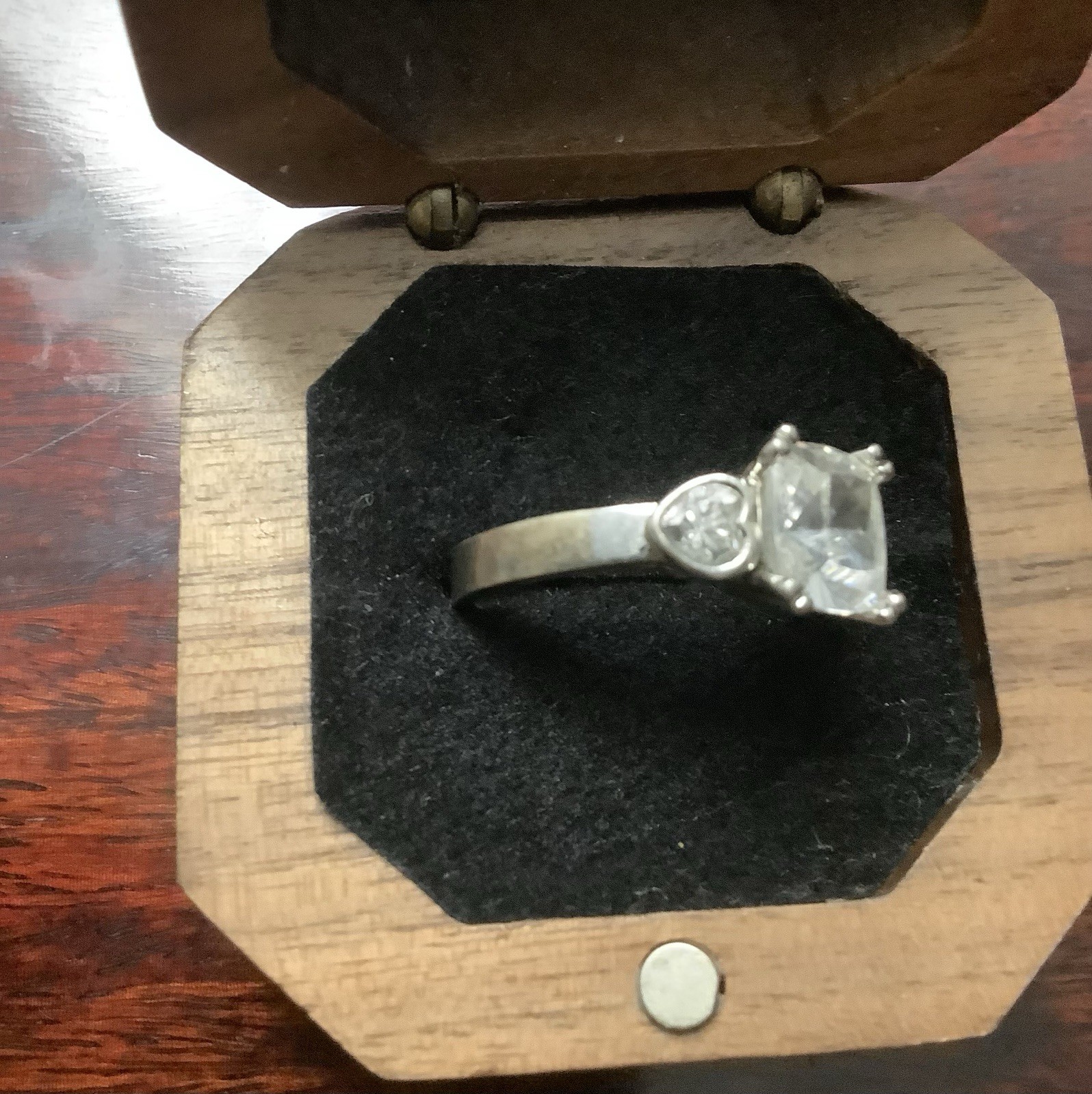 Vintage Cushion Cut Asscher Heart Shape CZ Ring 925 Sterling Silver Size 6.5