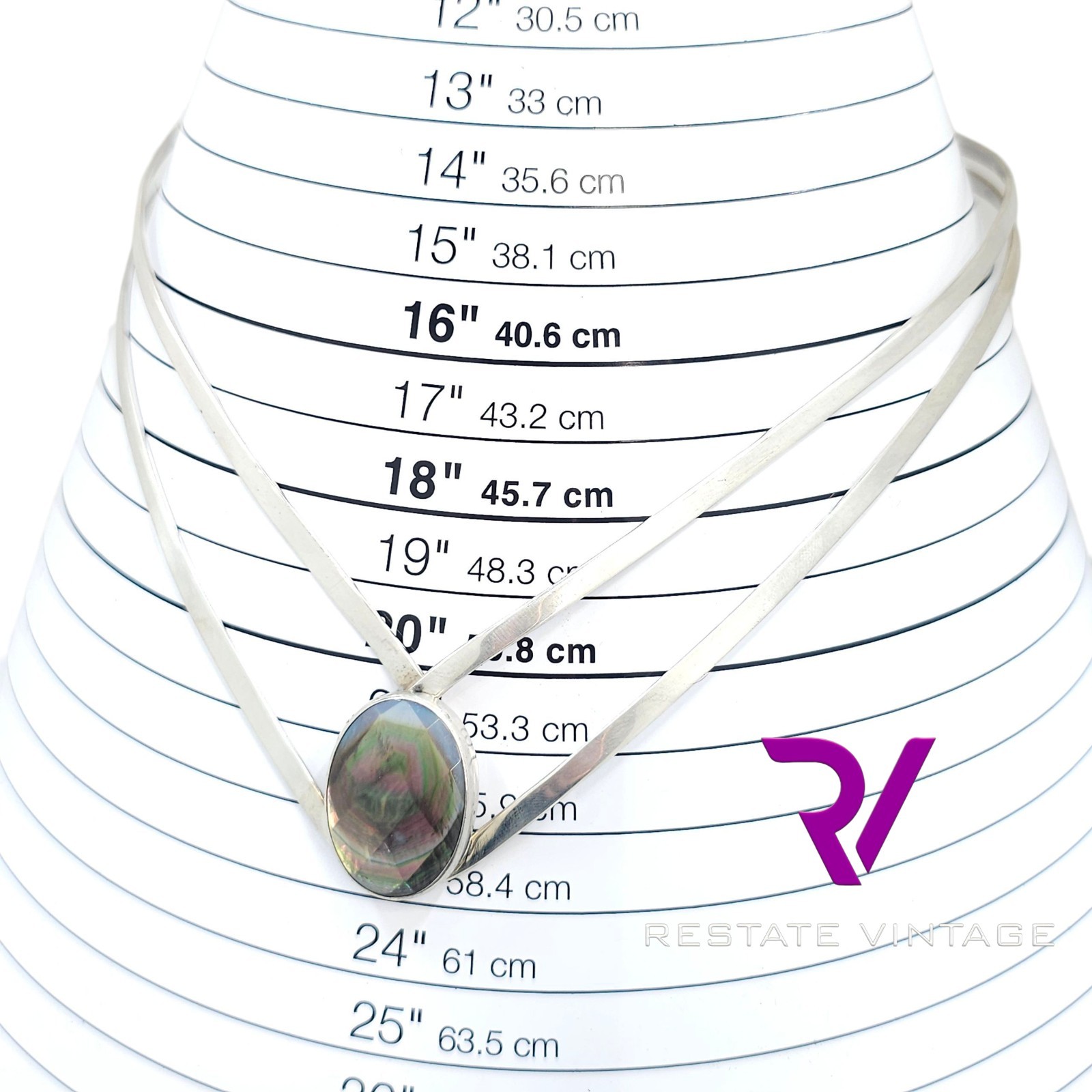 Mint Dominique Dinouart DDD Mexico Abalone Faceted Sterling Collar Necklace 18″