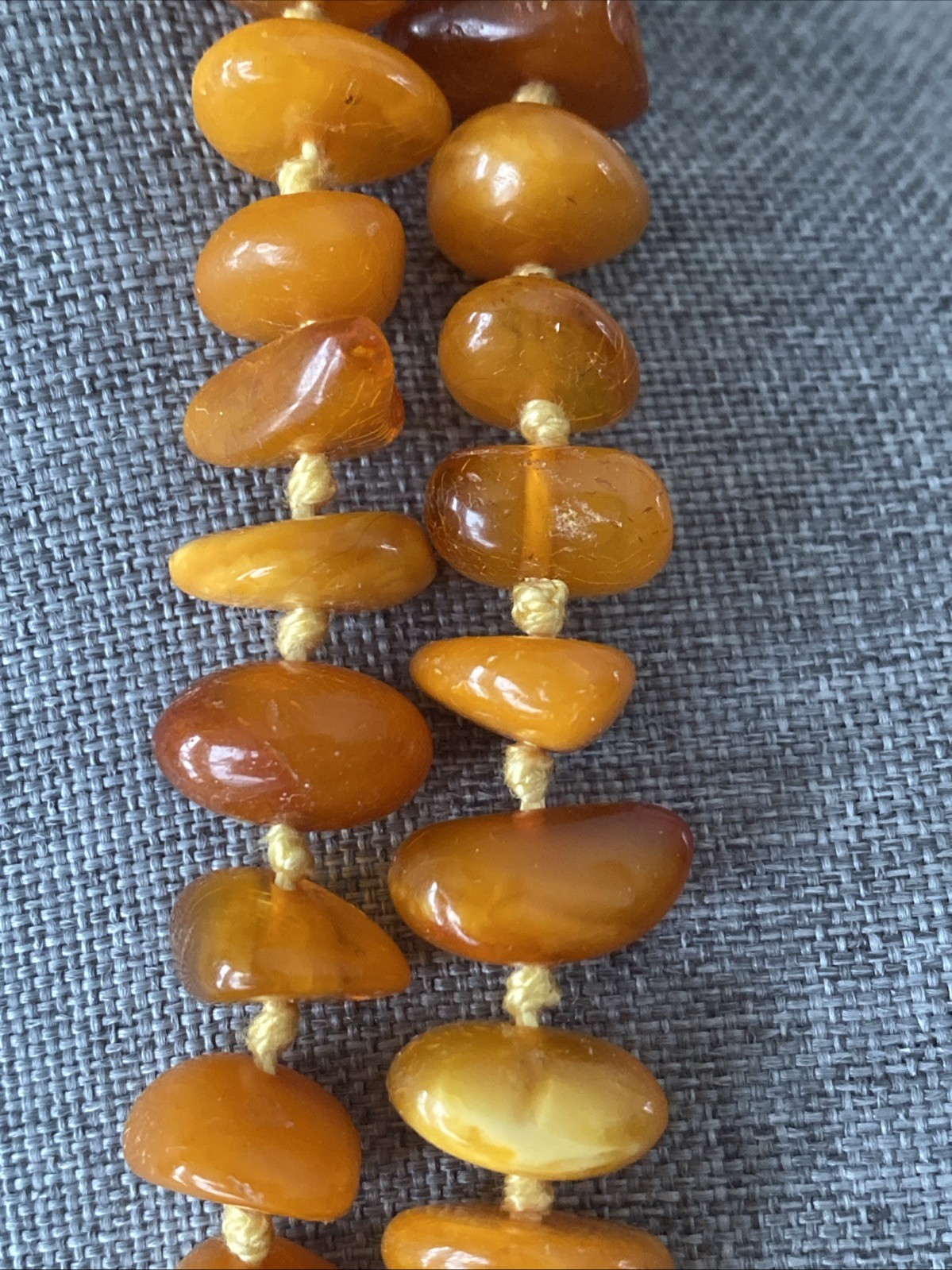 Antique Butterscotch Eggyolk Nugget Genuine Baltic Amber Necklace 126 Grams