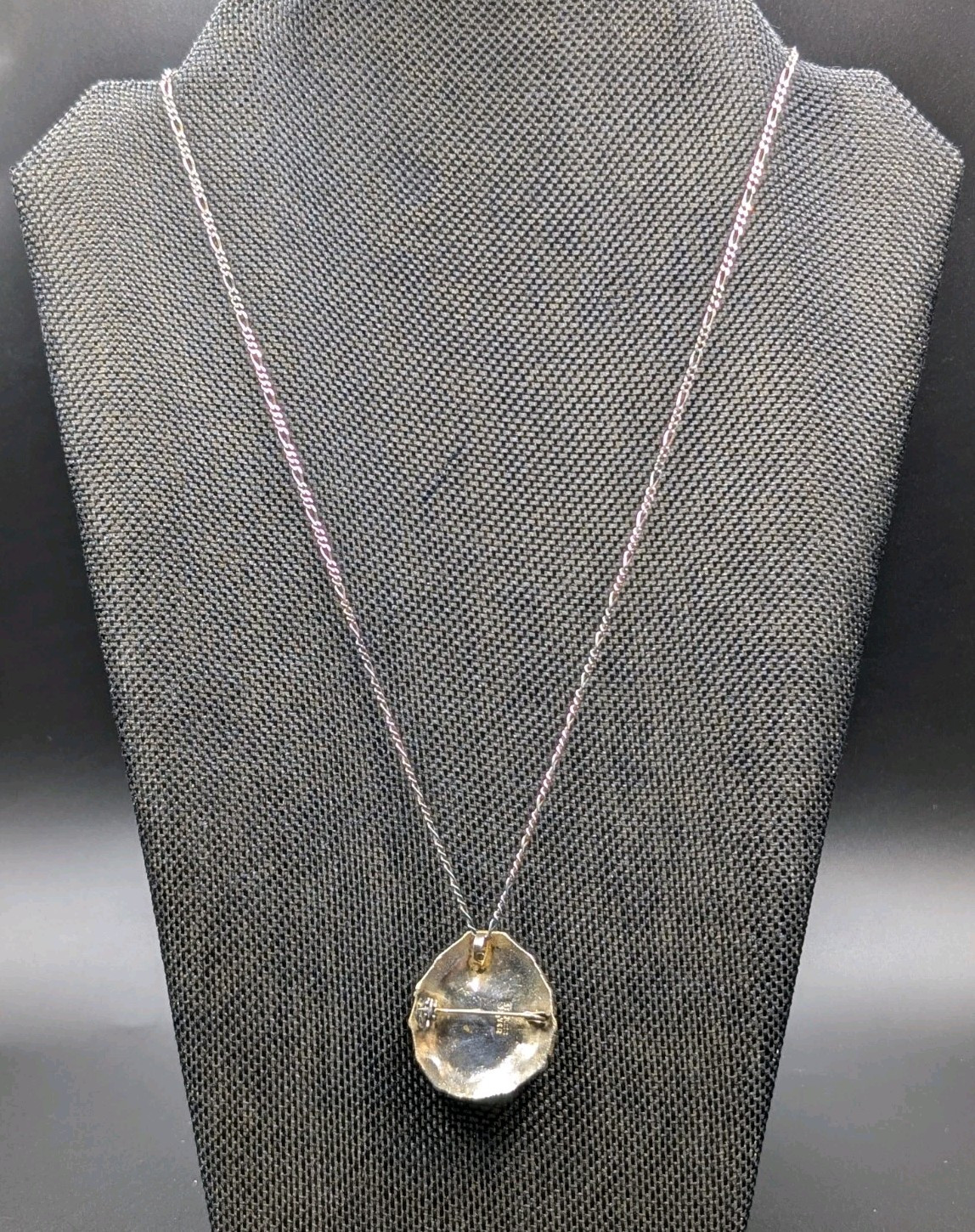 Vtg Sterling Silver Eilat Stone & Glass Beads Pendant/Brooch 22″ Figaro Necklace