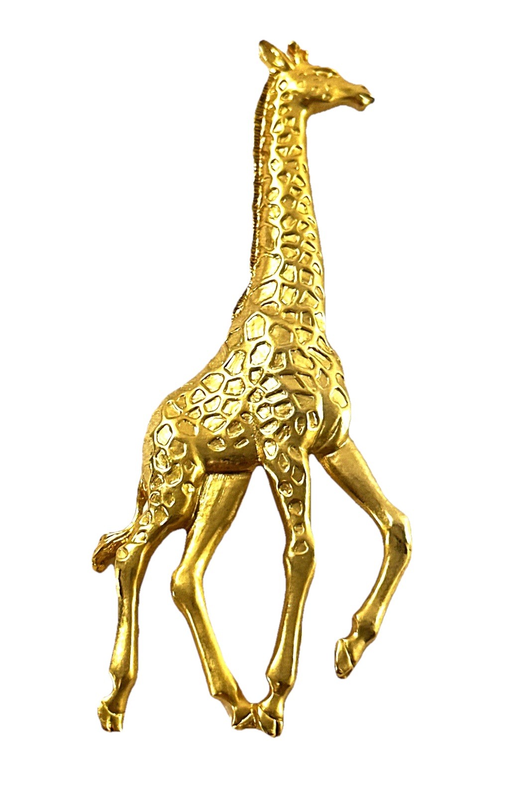 JJ Jonette Gold Tone Giraffe Brooch Pin 3” Animal Safari Jewelry Vintage