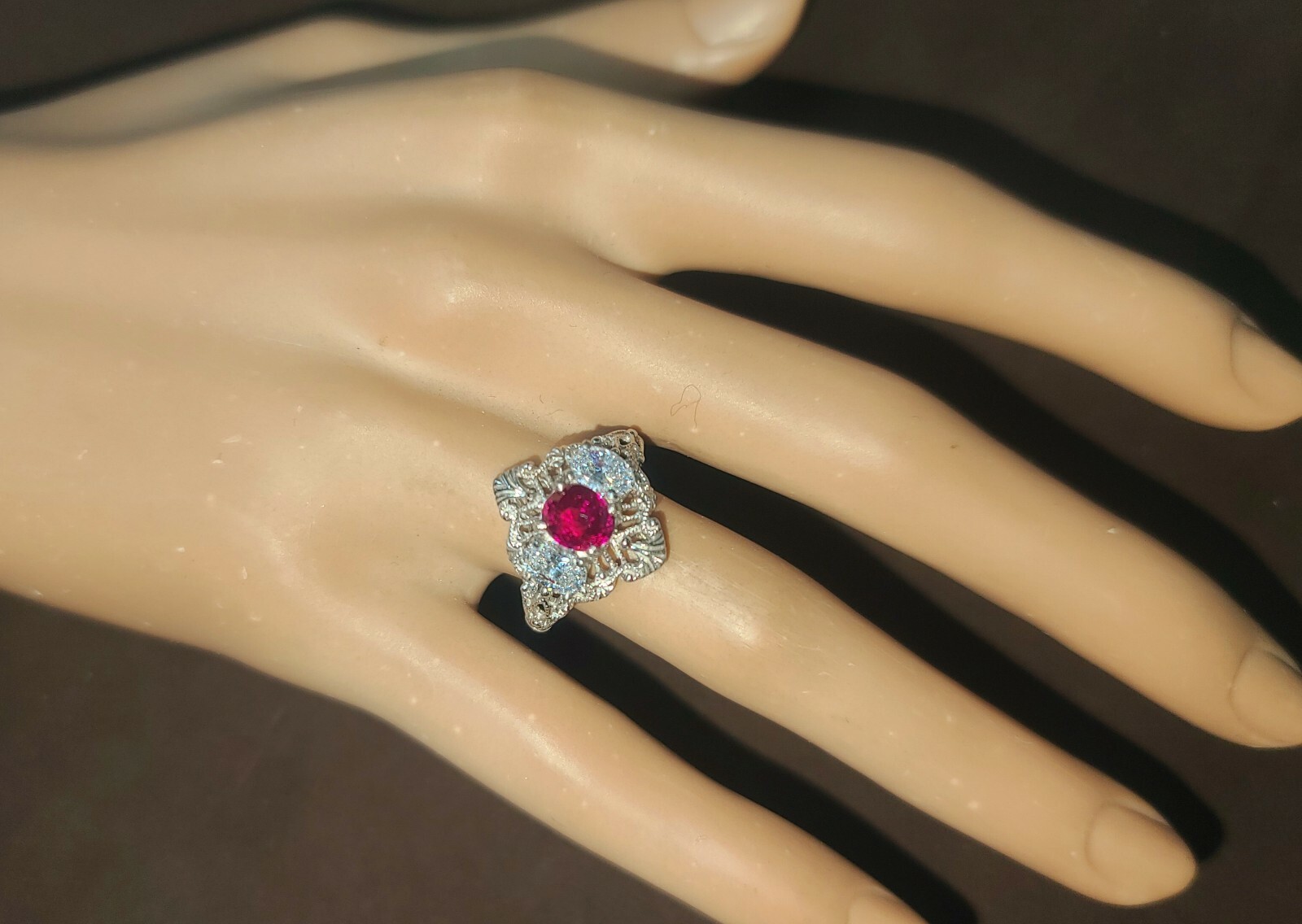 Platinum vintage art deco untreated ruby diamond ring 1.52ct GIA Cert 1920’s