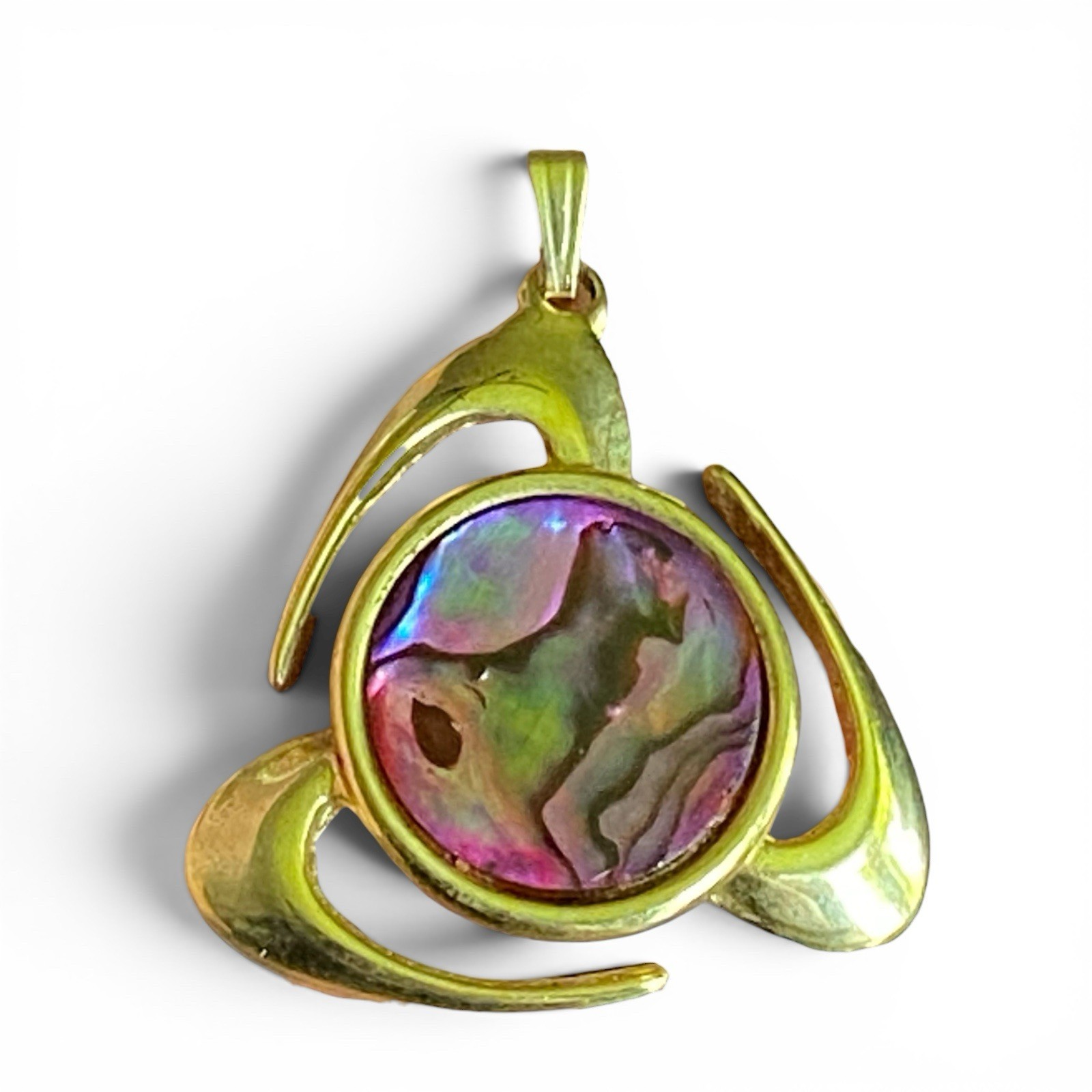 Vintage Ariki New Zealand Paua Shell “Cosmic” Pendant Good Tone Abalone