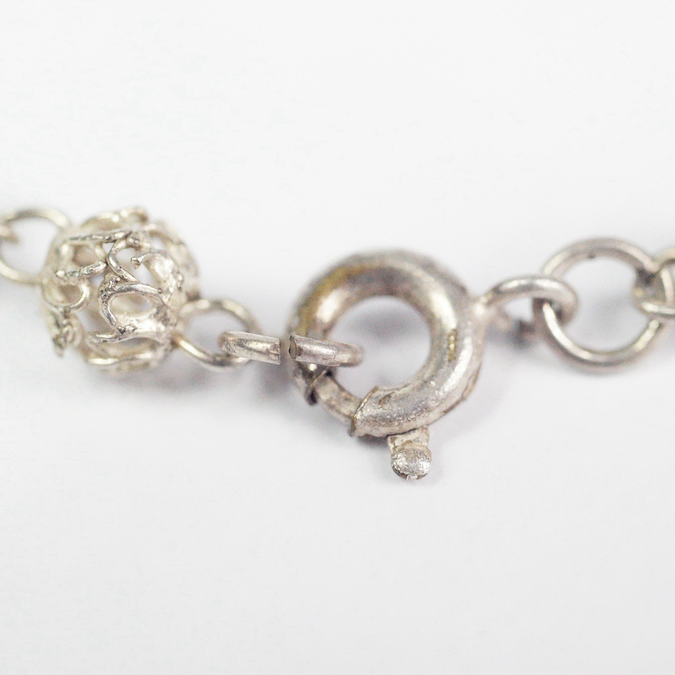Vtg Sterling Silver Filigree Cannetille Graduated Ball Bead Necklace 19” 17.97 g