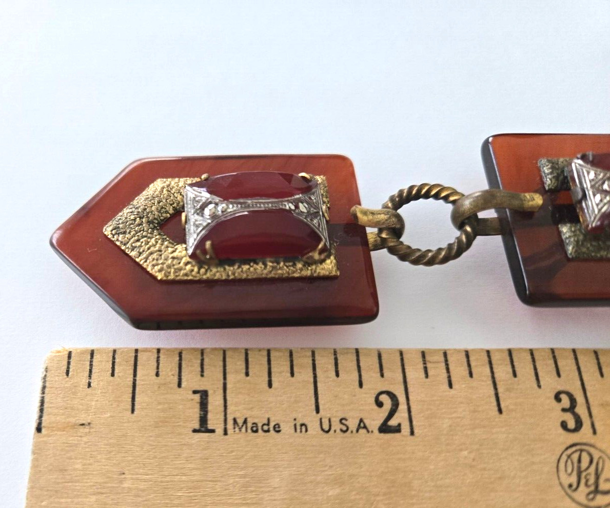 ART DECO,BAKELITE,CZECH GLASS,CLOAK,CAPE,BUCKLE,SO MUCH PRETTIER IN PERSON!!