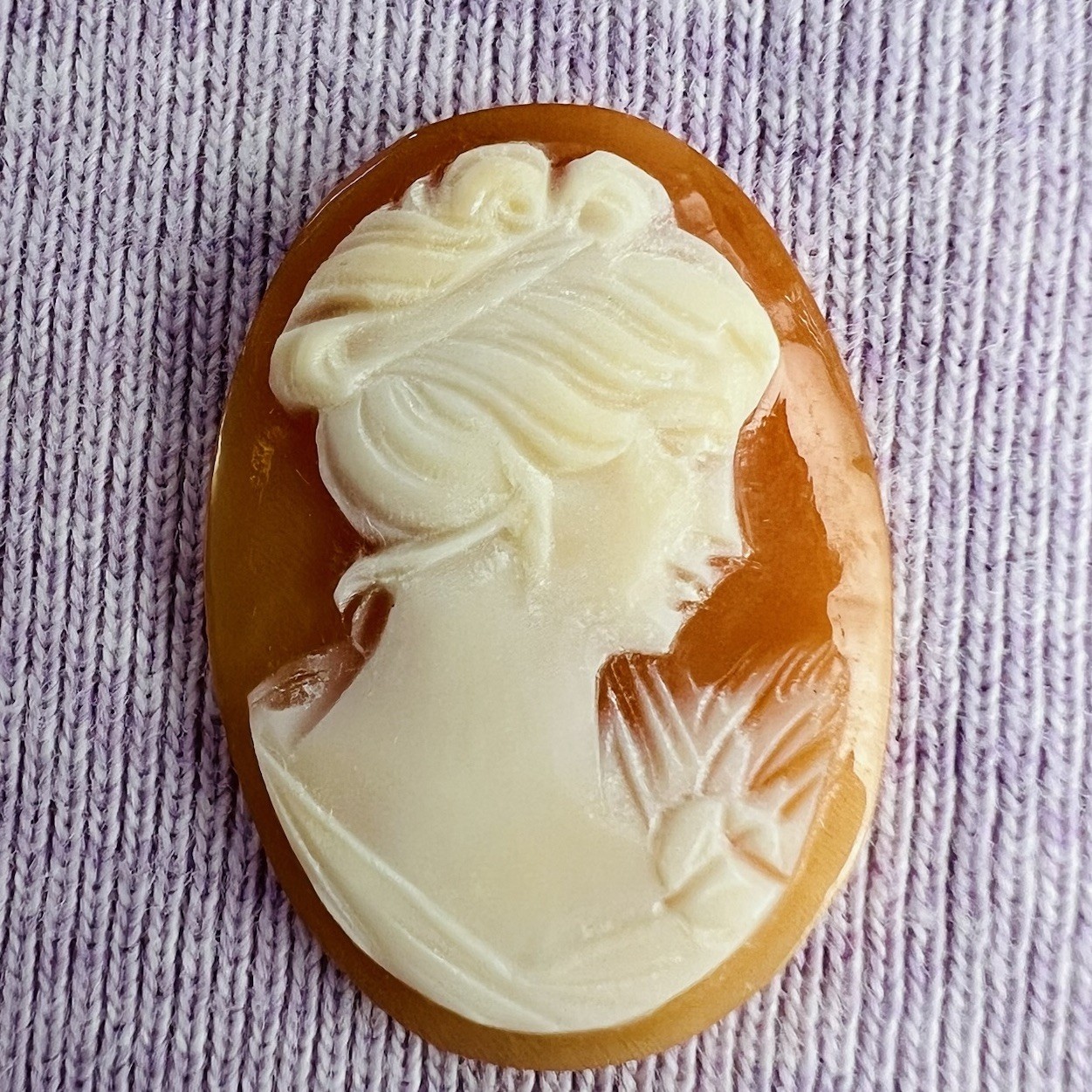 Vtg Hand Carved Shell Cameos (3) Loose Oval Lady Portrait Right Facing 3