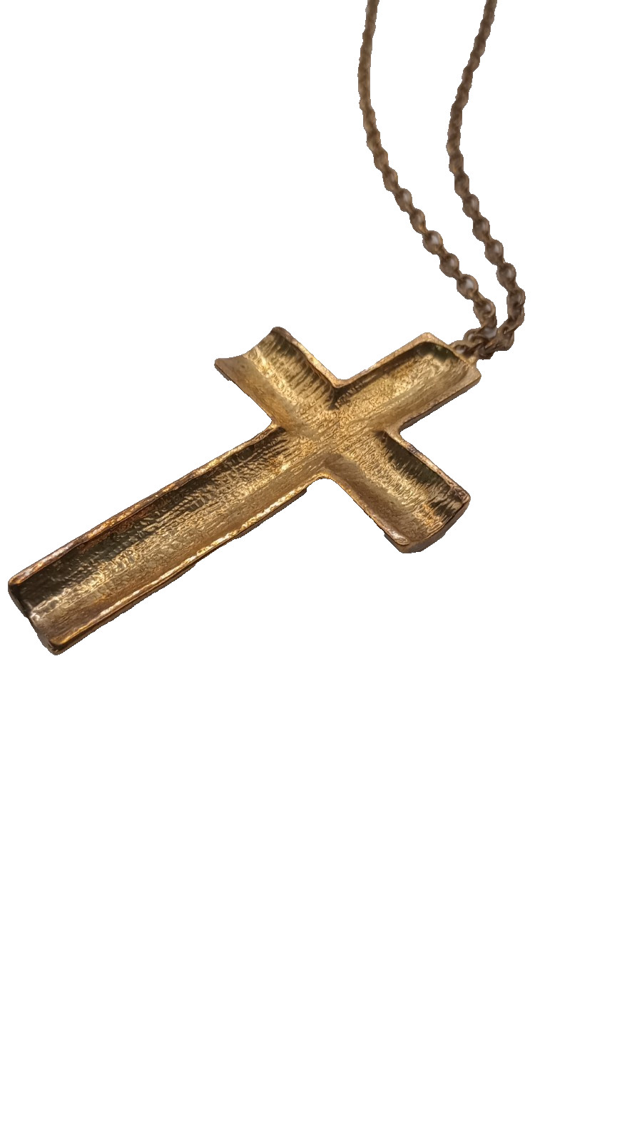 Vintage Enamel Cross Pendant Necklace Black Gold Tone 27 In