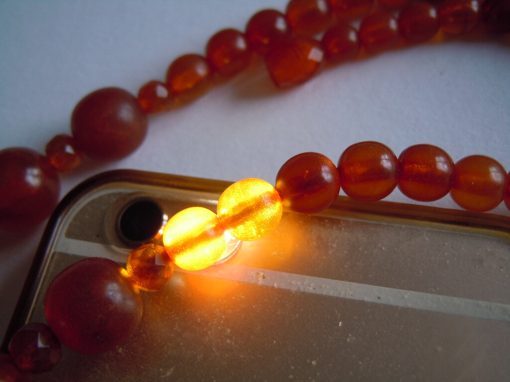 Art Deco Honey Natural Amber Necklace Collar Balls & Cubes 21.4 G/49.5 Cm