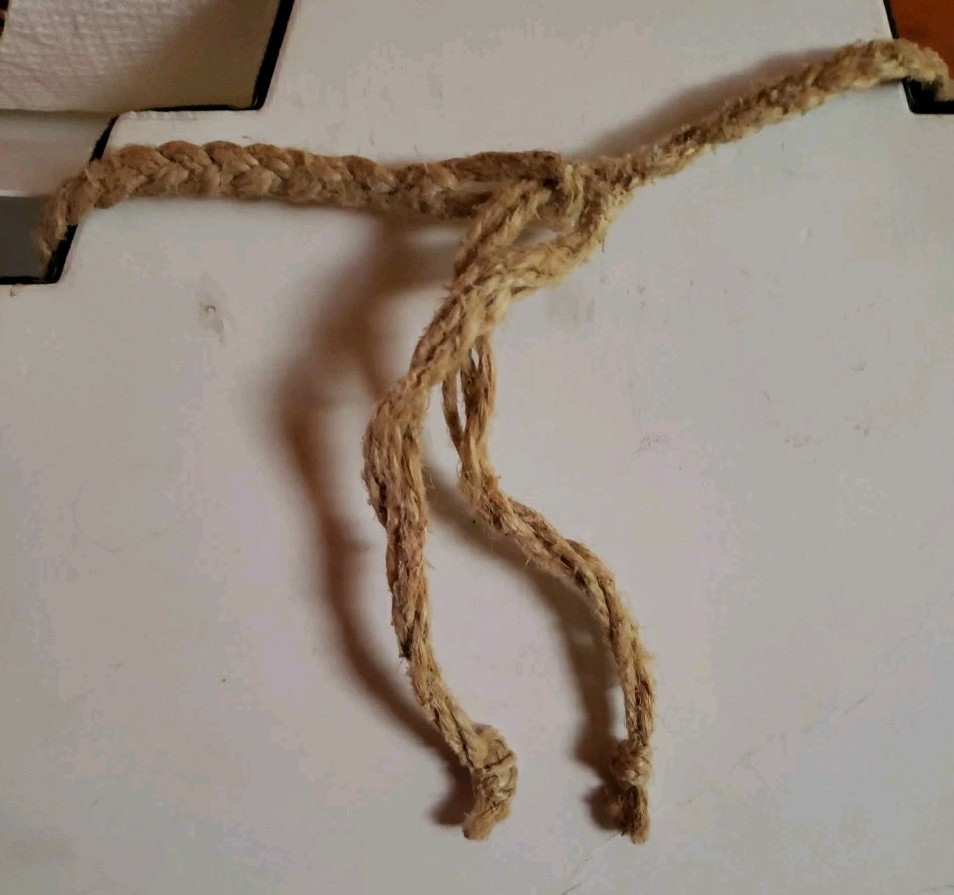 Vintage Blown Glass Hippie Mushroom Pendant Hemp Rope Necklace BOHO 15″Tie Back