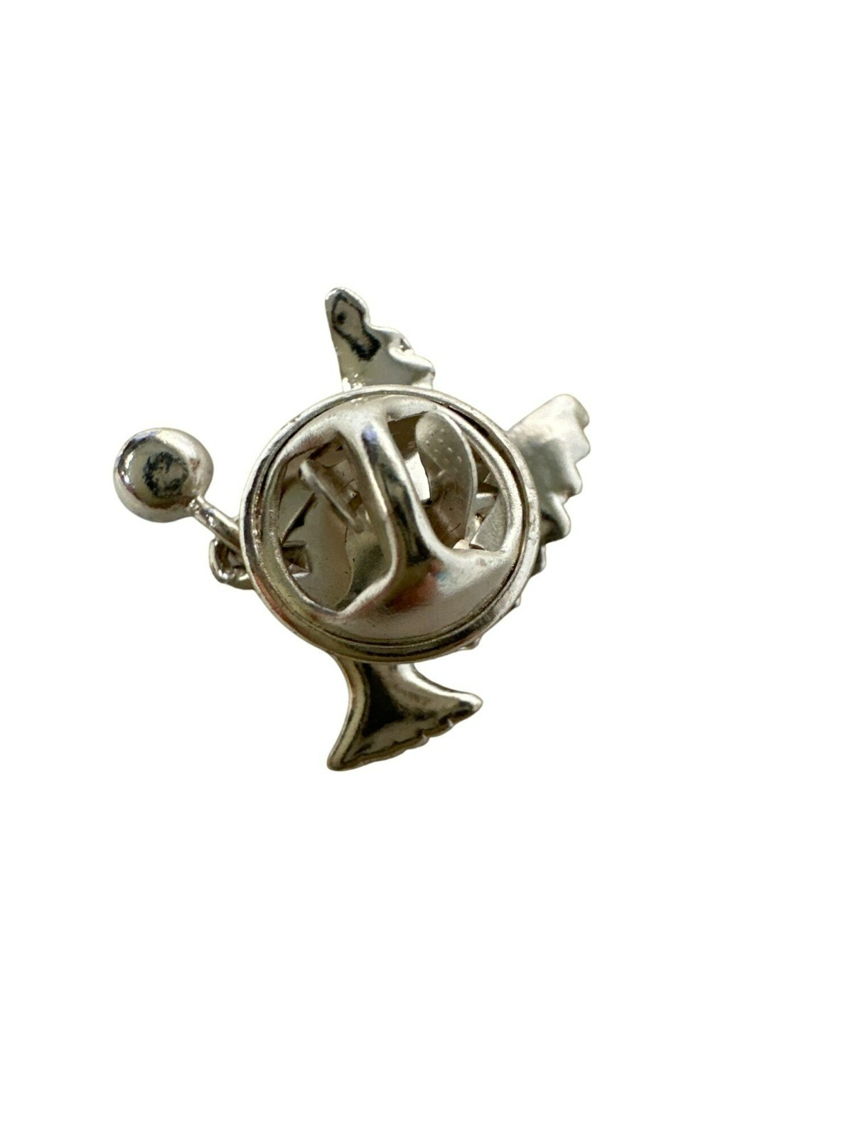 Silver Tone Bird Lapel Pin Blue Rhinestone Accent Dainty Christmas Gift Peace