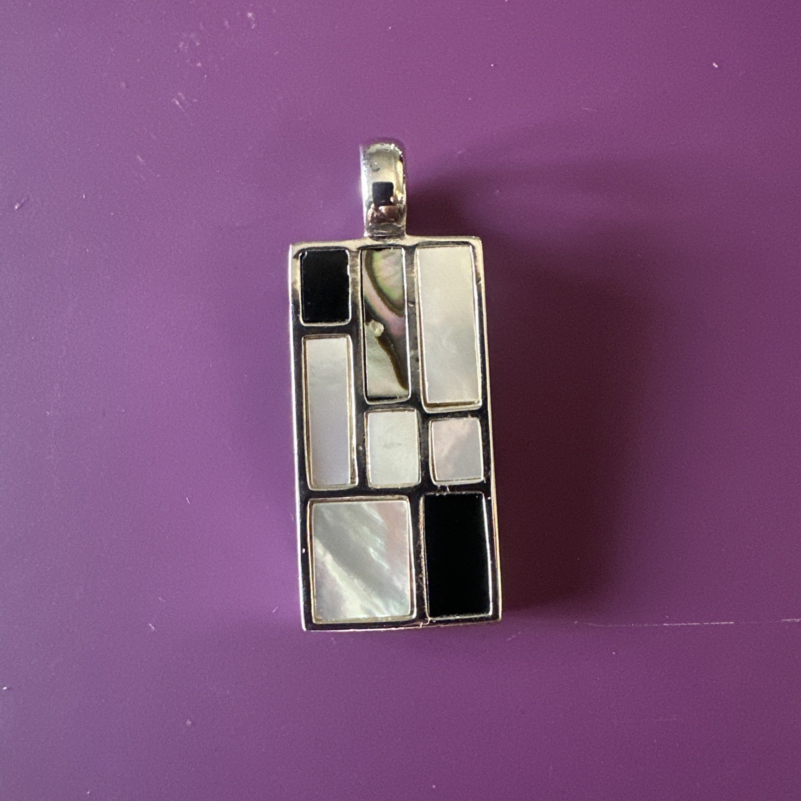 Abalone Shell Inlay Pendant Tested But Not marked Sterling
