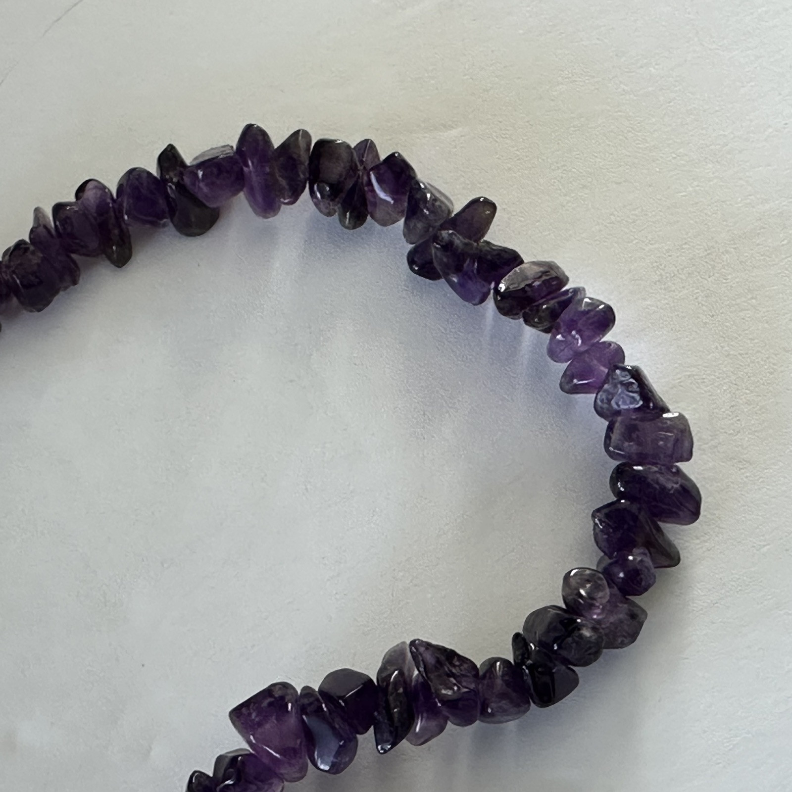 Polished Gem Amethyst Chips 34″ Necklace & Beaded Knotted 18″ Amethyst Necklace