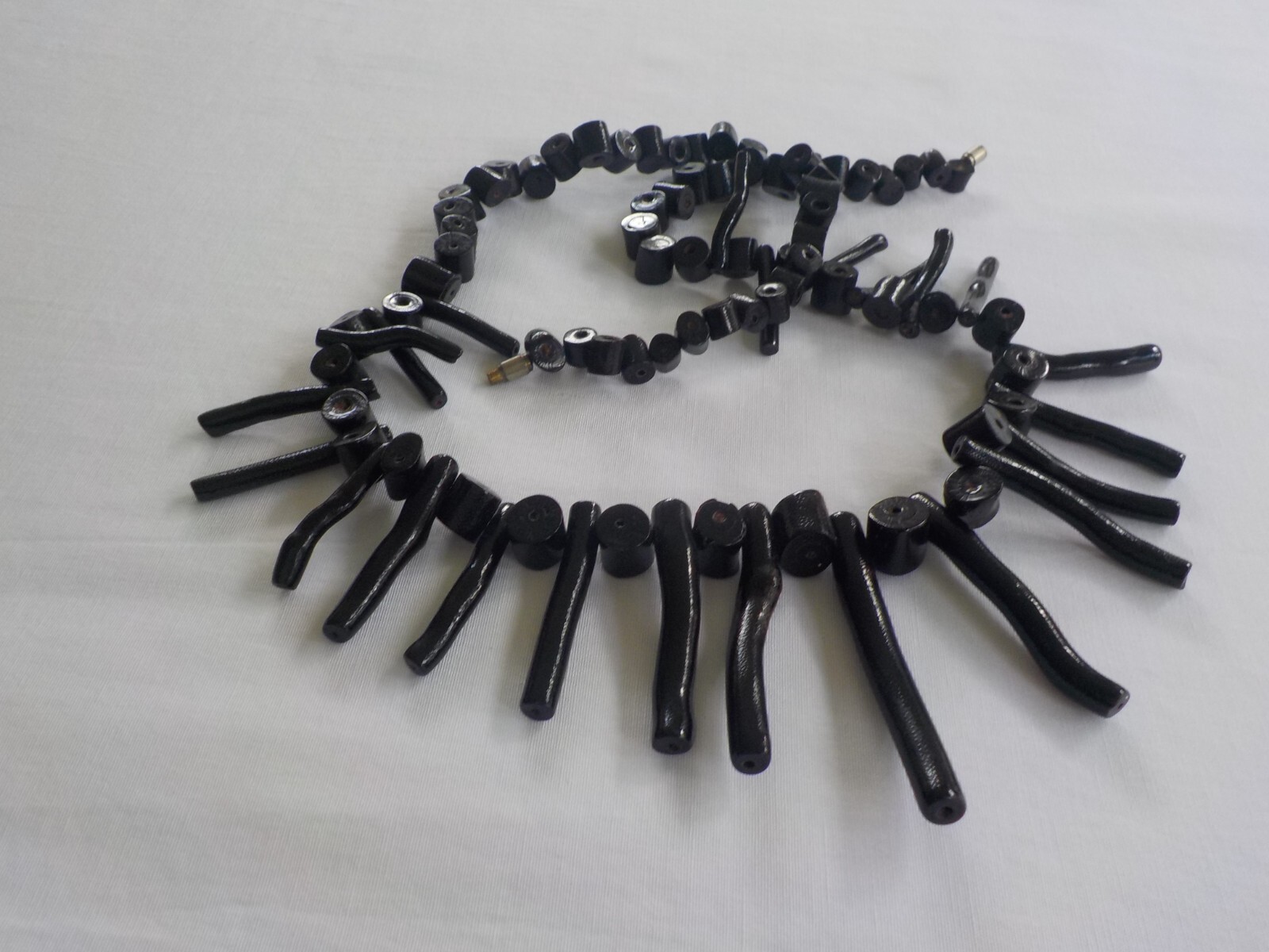 Vintage Black Coral Necklace Barrel Clasp Branch 23″ Long Weighs 44 Grams