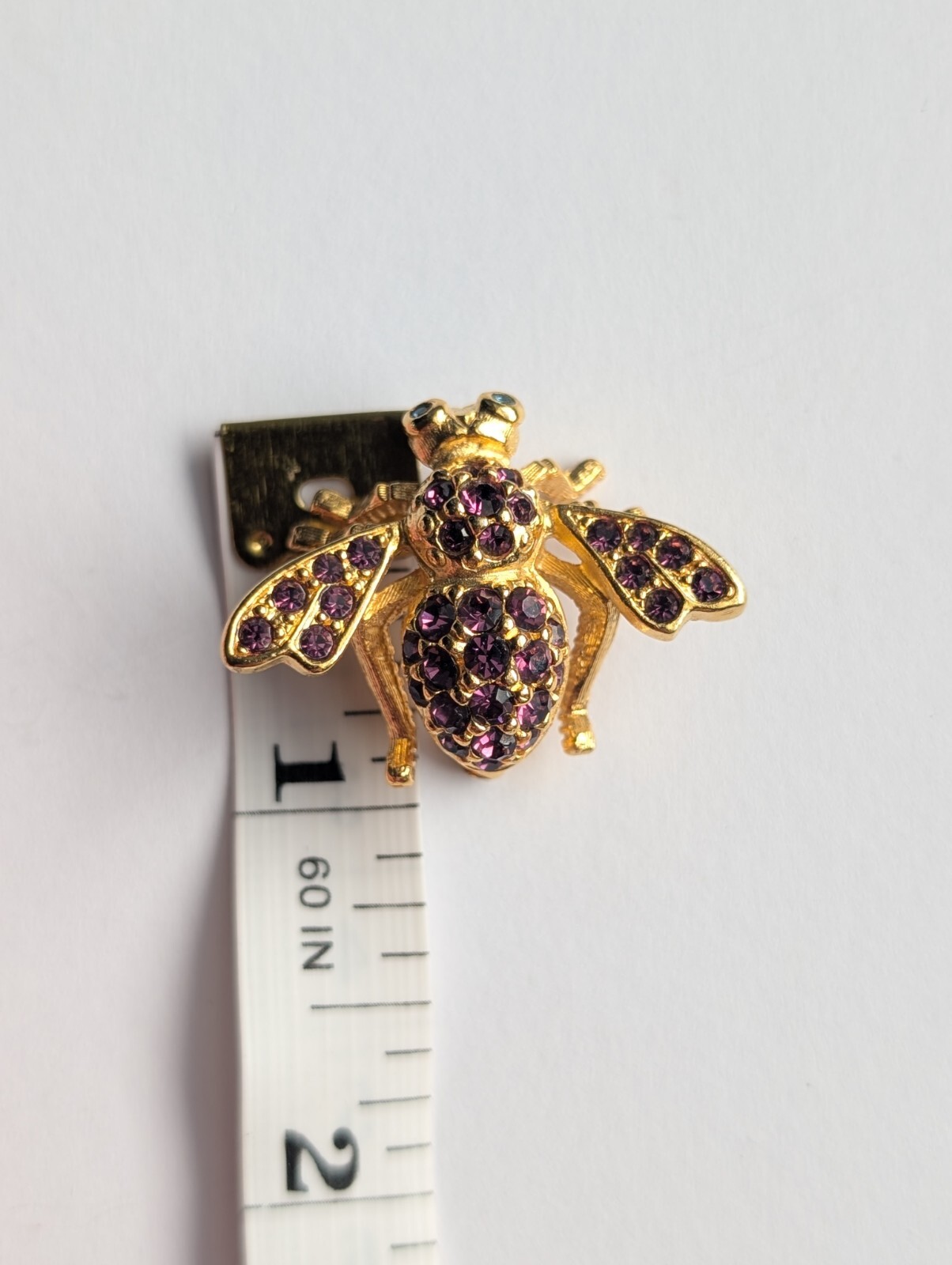 Joan Rivers Gold Tone Purple And Blue Crystal Honeybee Brooch Pin