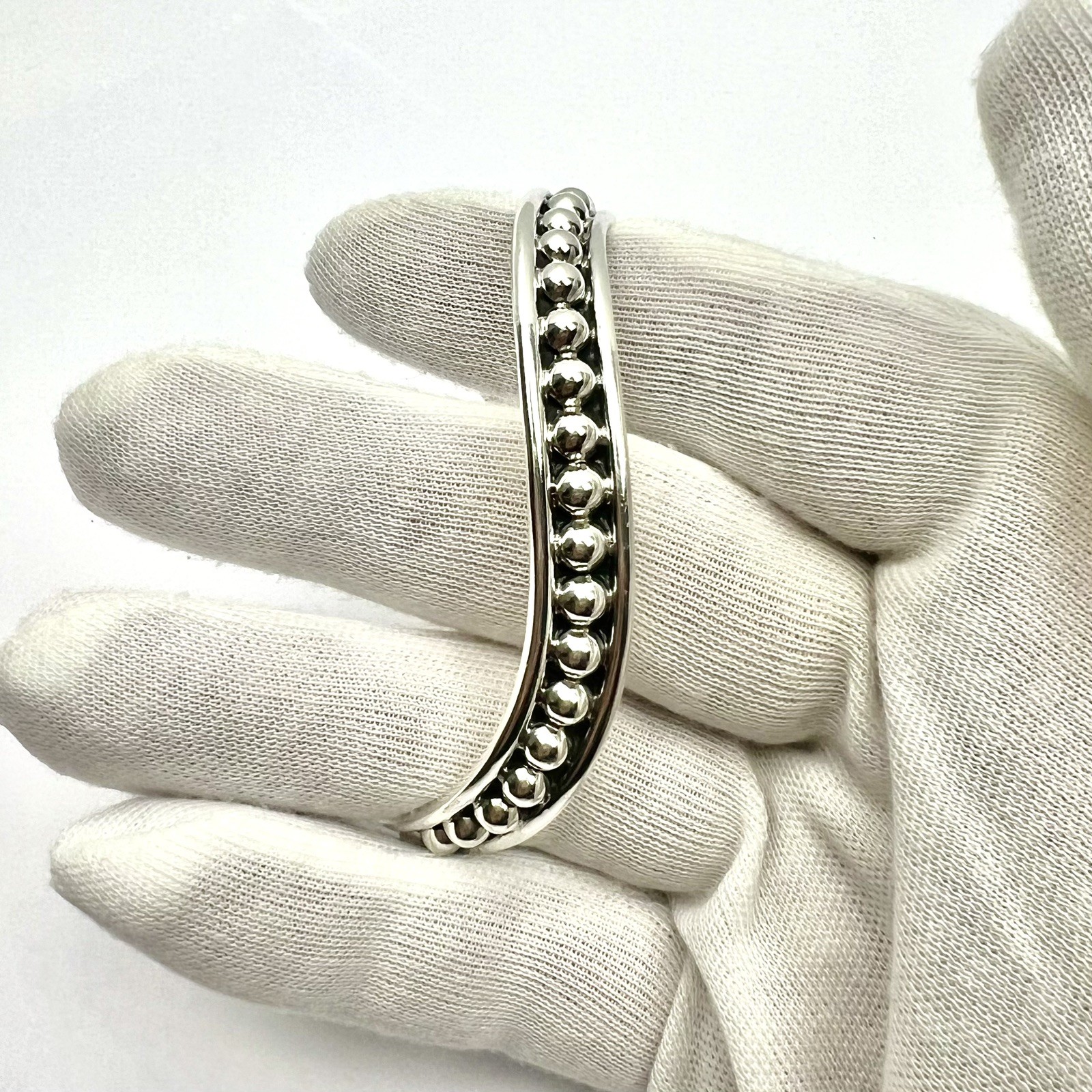 Vintage Sterling Silver 925 Cuff Raised Bead Bracelet ATI Mexico 22.7g