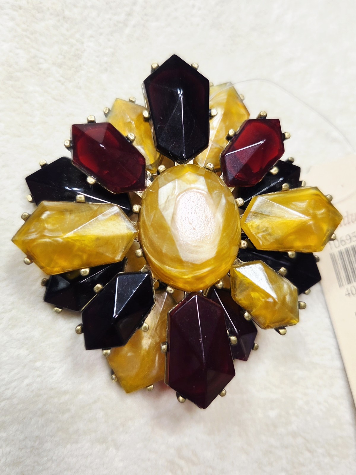 Vintage Coldwater Creek Multi-Color Lucite Faux Stones Layered Tone Brooch Pin