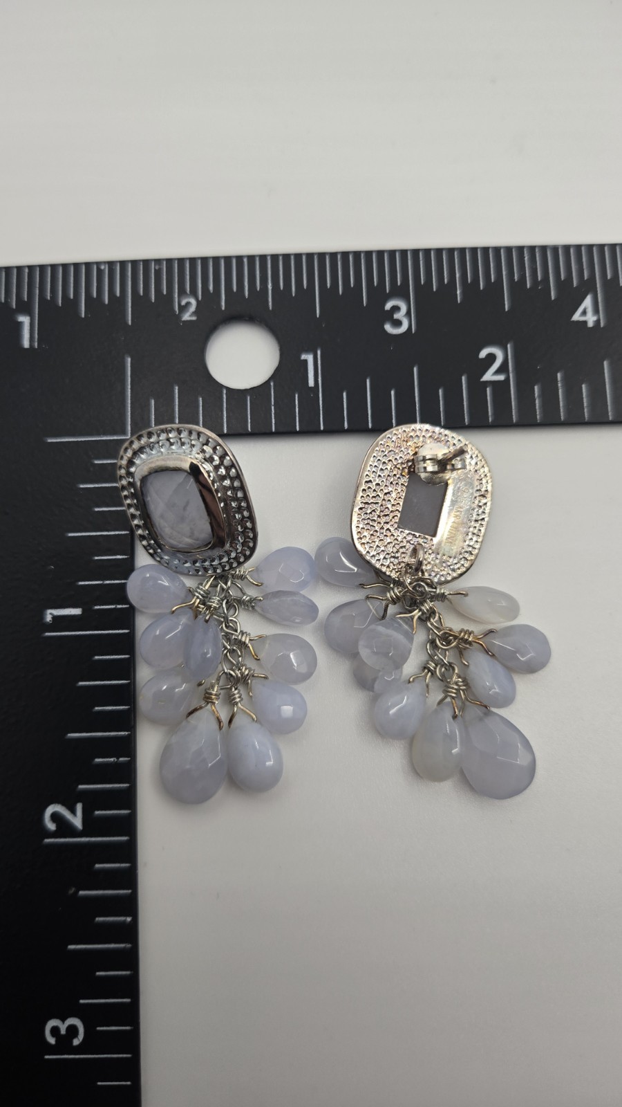 Unique Amy Kahn Russell Sterling Faceted Lavender Chalcedony Drop Earrings