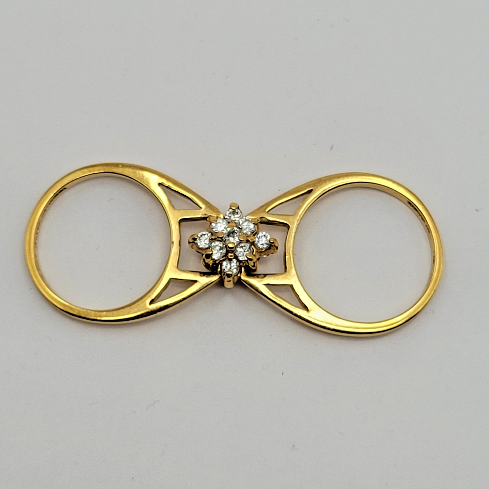 Vintage Lind 14k HGE Synthetic Garnet White Stone Reversible Flip Ring ~ Size 6
