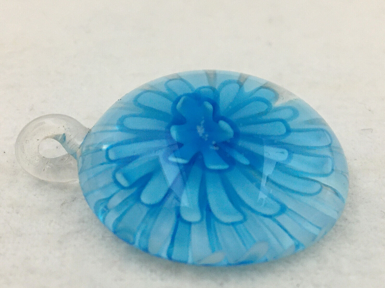 Lot of 3 Abstract Art Glass Pendants Modern Unique Blue White Foil Clear 3D