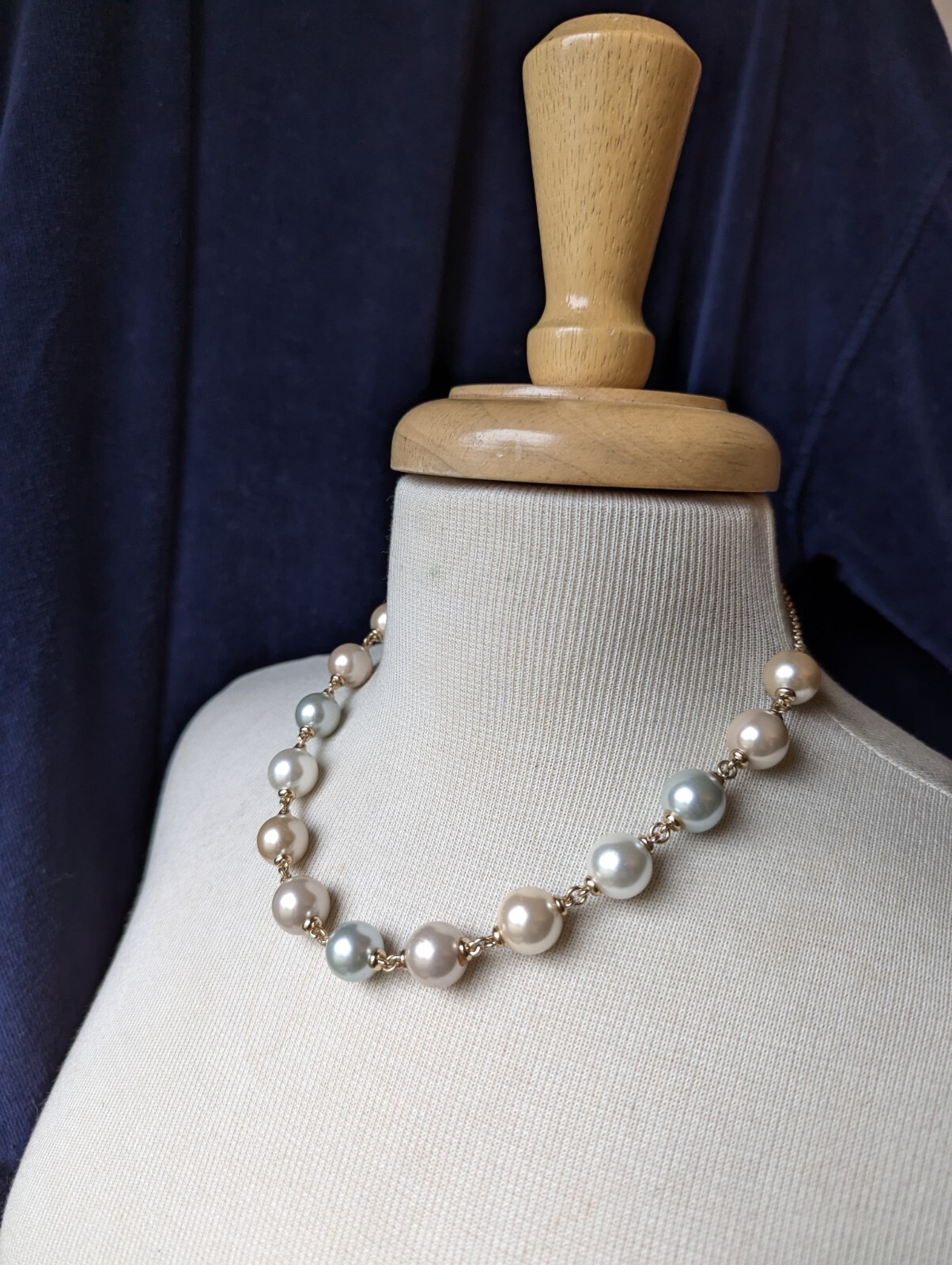 Classic MONET Chunky Multi Color Faux Pastel Pearl Choker 16″ Necklace