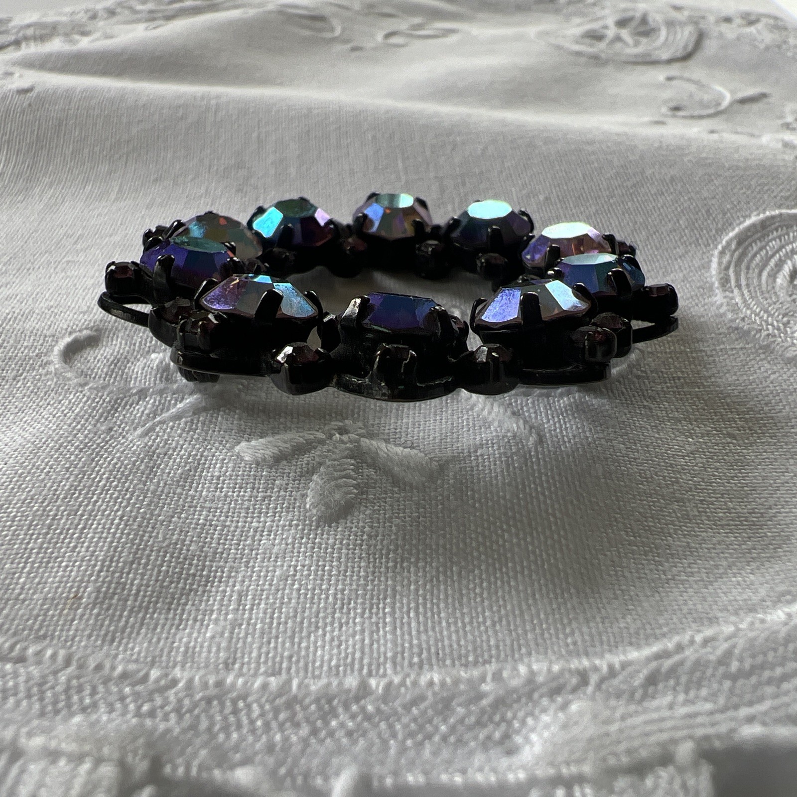 Vintage Joseph Warner Signed Pinks & Purples AB Rhinestone Brooch 2” Rd