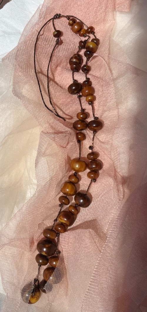 Vintage Butterscotch Egg Yolk Amber Bakelite Tortoise Shell Imitation Bead Neckl