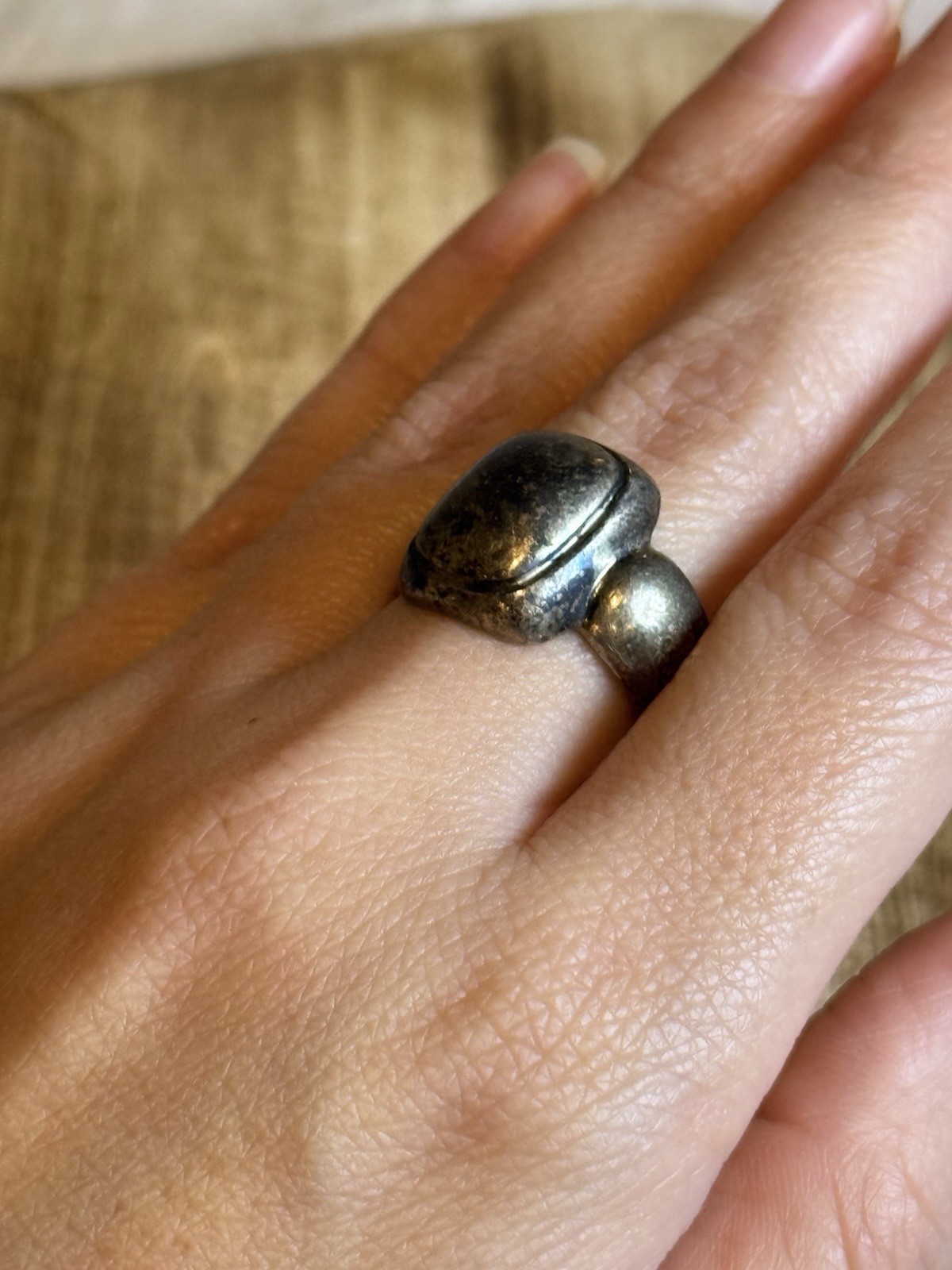 Vintage ESPO Signed 925 Sterling Silver Modernist Ring Size 8 Brutalist