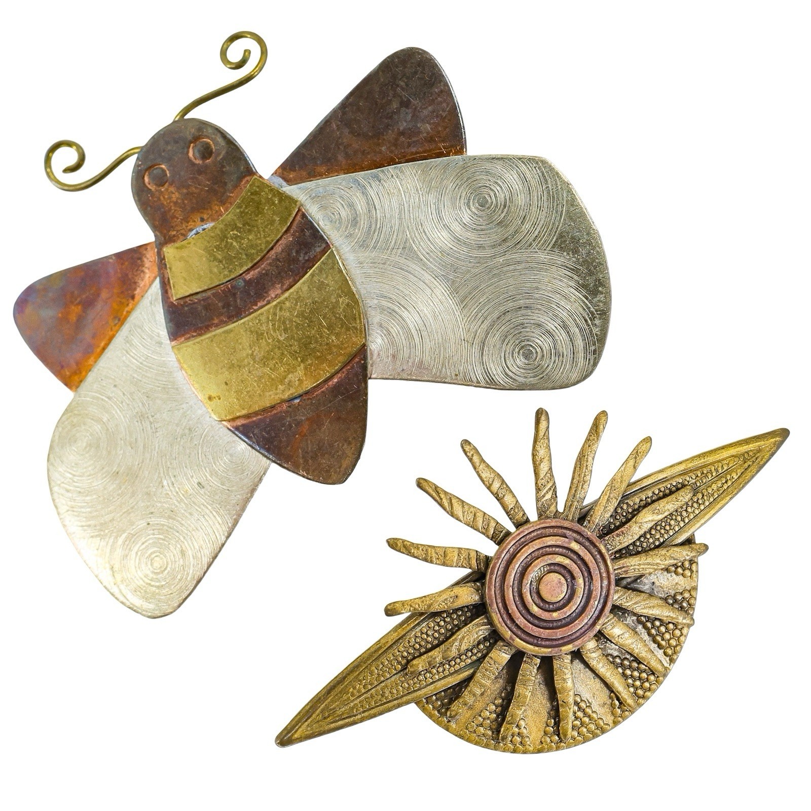 Lot Vintage Jewelry Copper Brass Boho Modernist Brutalist Organic Earthy 11pc