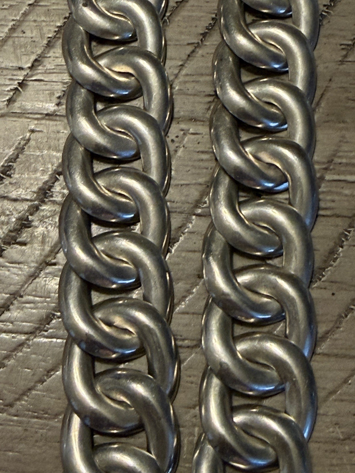 Large Vintage 925 Mexican Taxco Modernist Sterling Silver Curb Link Necklace