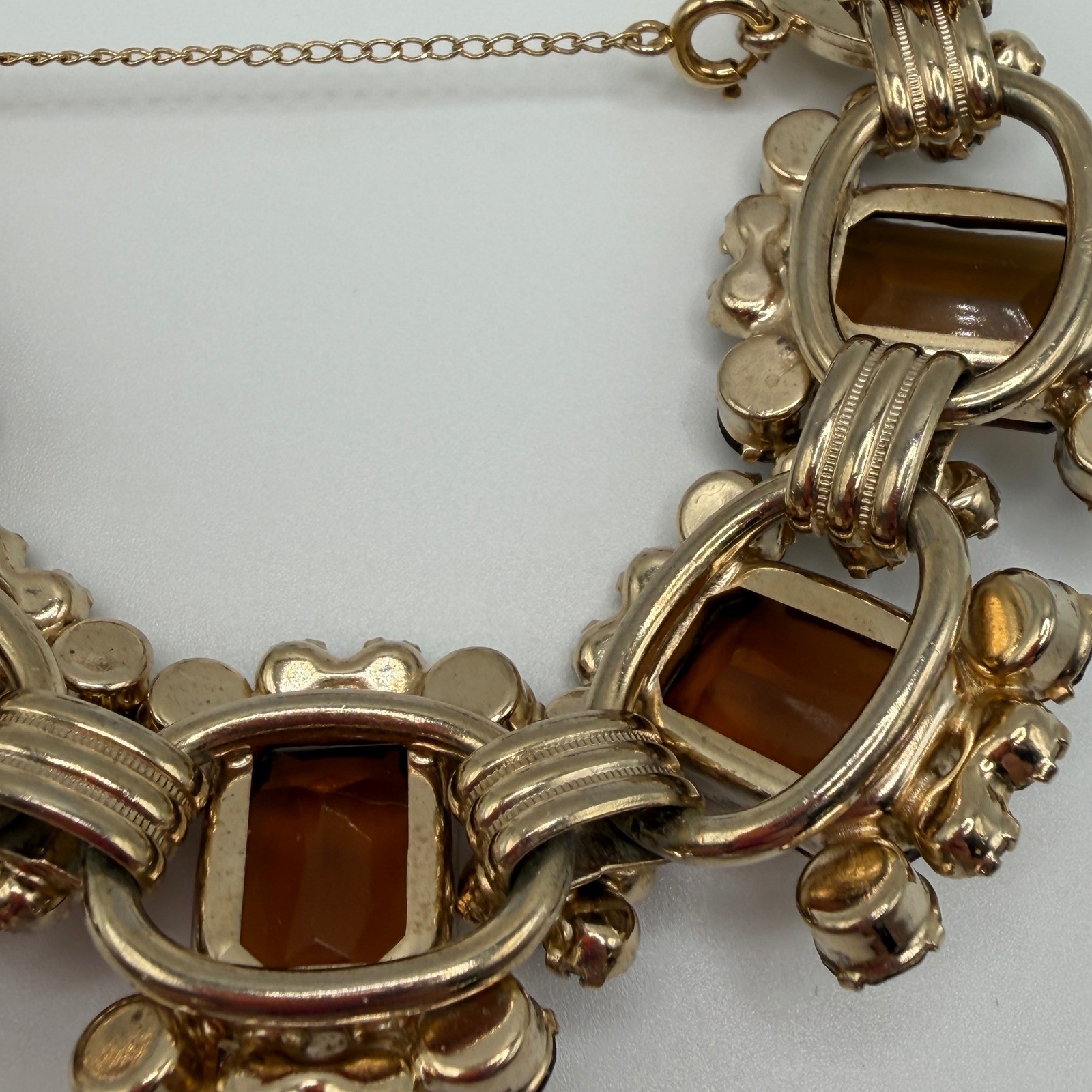 Juliana Elster & DeLizza VTG Smoky Topaz Rhinestone Bracelet and Earrings Set
