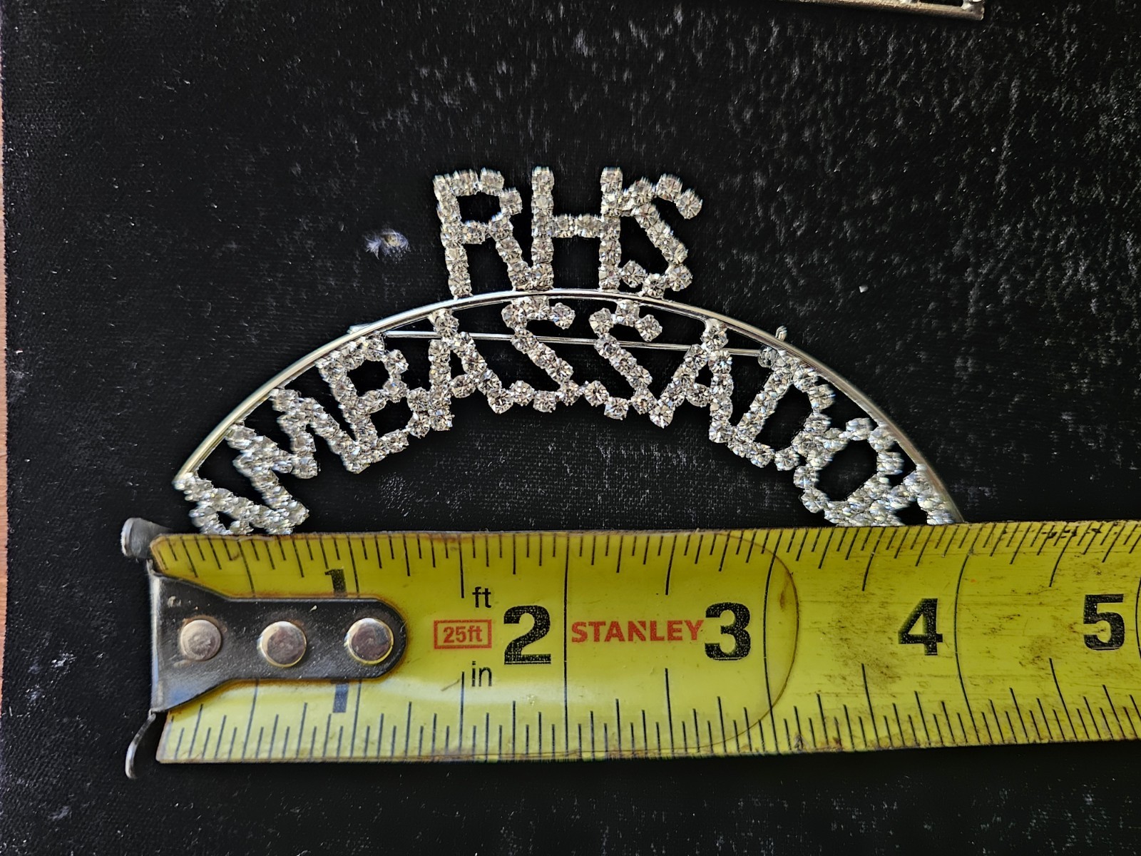 2 Vtg Brooch Red Hat Society Ambassador Clear Rhinestone Silver Tone Spellout
