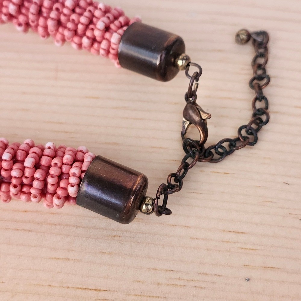 Vintage Style Beaded Statement Necklace – Pink/Coral Tone – Chunky Multi-Strand