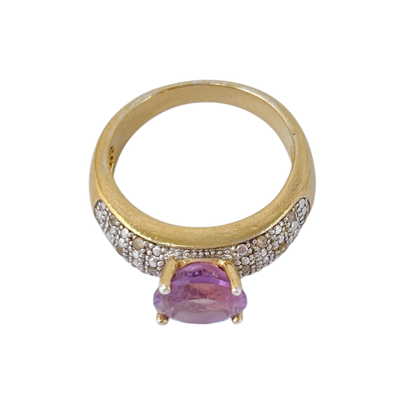 Purple Amethyst Ring | Gold Plated Sterling Silver 925 | Thailand | Size 10