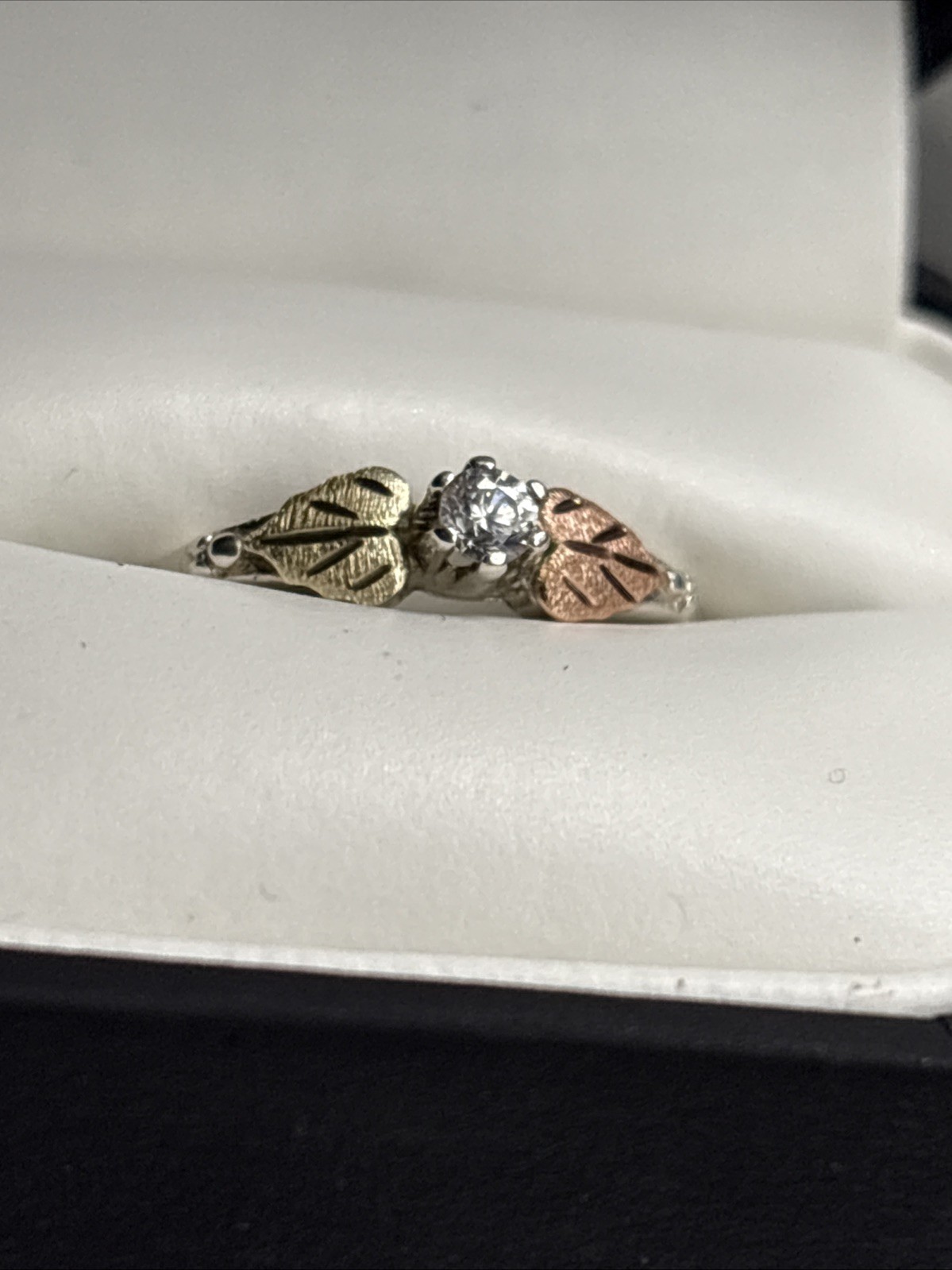 Black Hills Gold 12k & Sterling Cz Ring Size 5