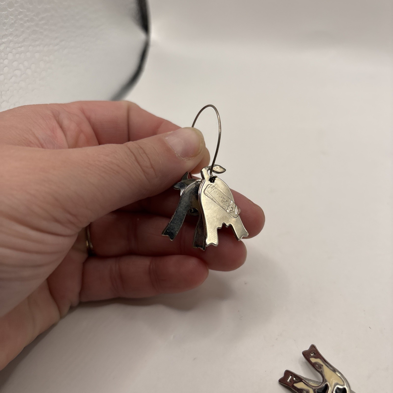 Funky Edgar Berebi Vintage Cow Enamel Earrings whimsical cloisonne style hoops