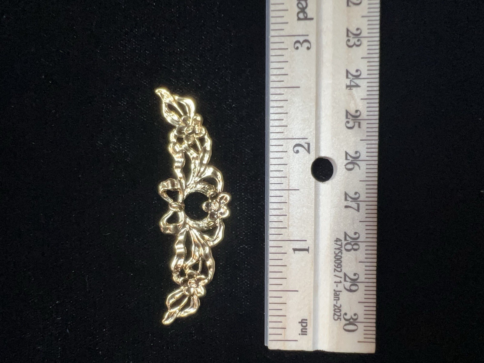 Large Vintage Gold Plated Brass Stamping Bows/Floral Sconce for Jewelry/Crafting