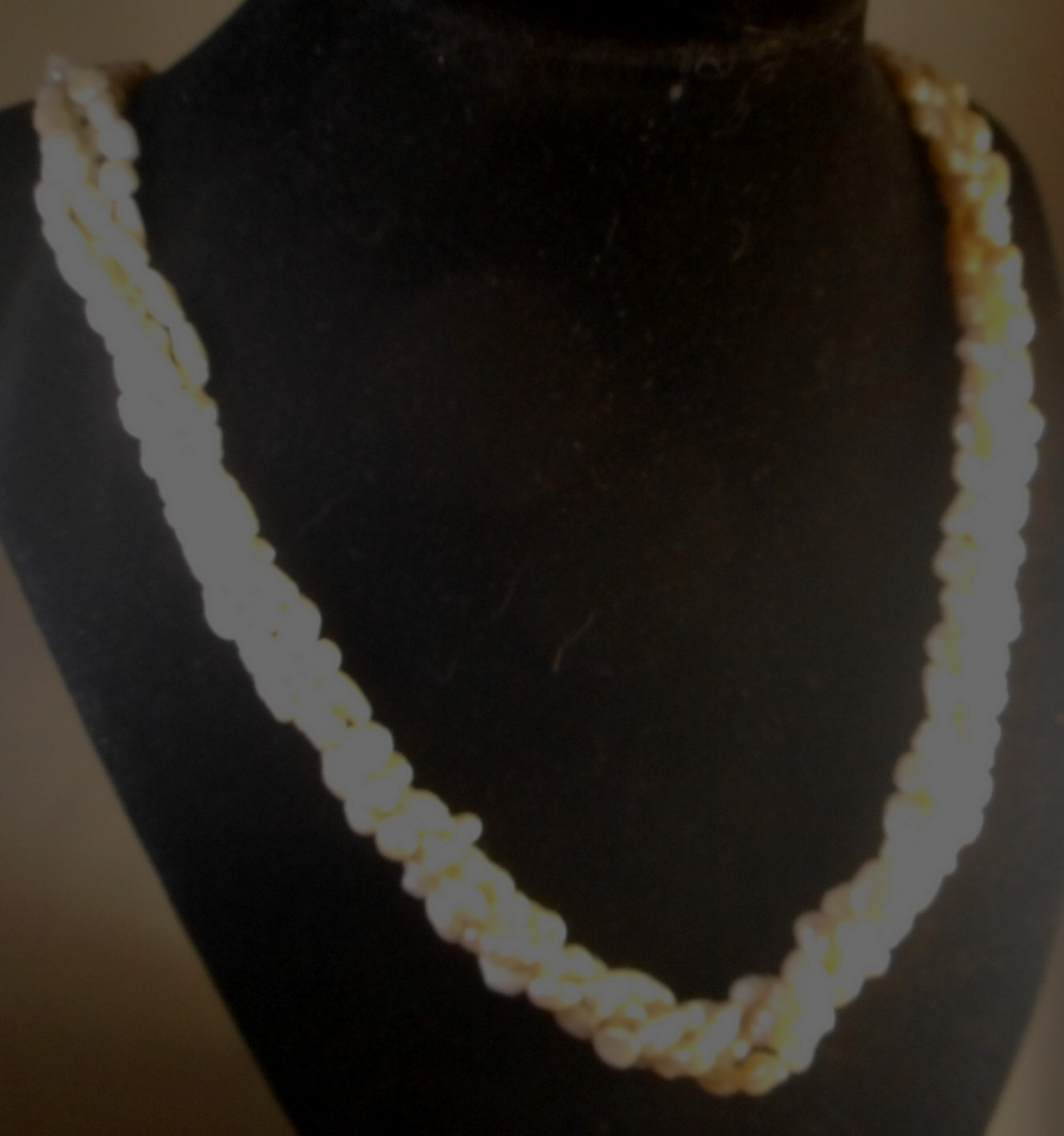 Vtg Artisan Rice Pearl 4 Strand Twisted Bead Necklace Silvertone Hook Clasp 20″
