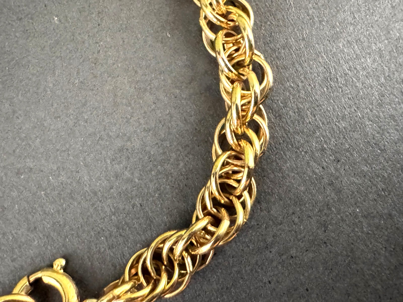 VTG Signed 1/20 12K Yellow Gold Filled Twisted Rope Chain Bracelet MCM 7 1/4”